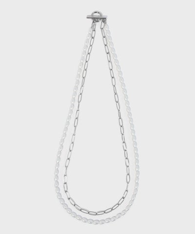 LHME（エルエイチエムイー） > “MELLOW”バロックパール×チェーン2連ネックレス/シルバー/サージカルステンレス316L（金属アレルギー対応）