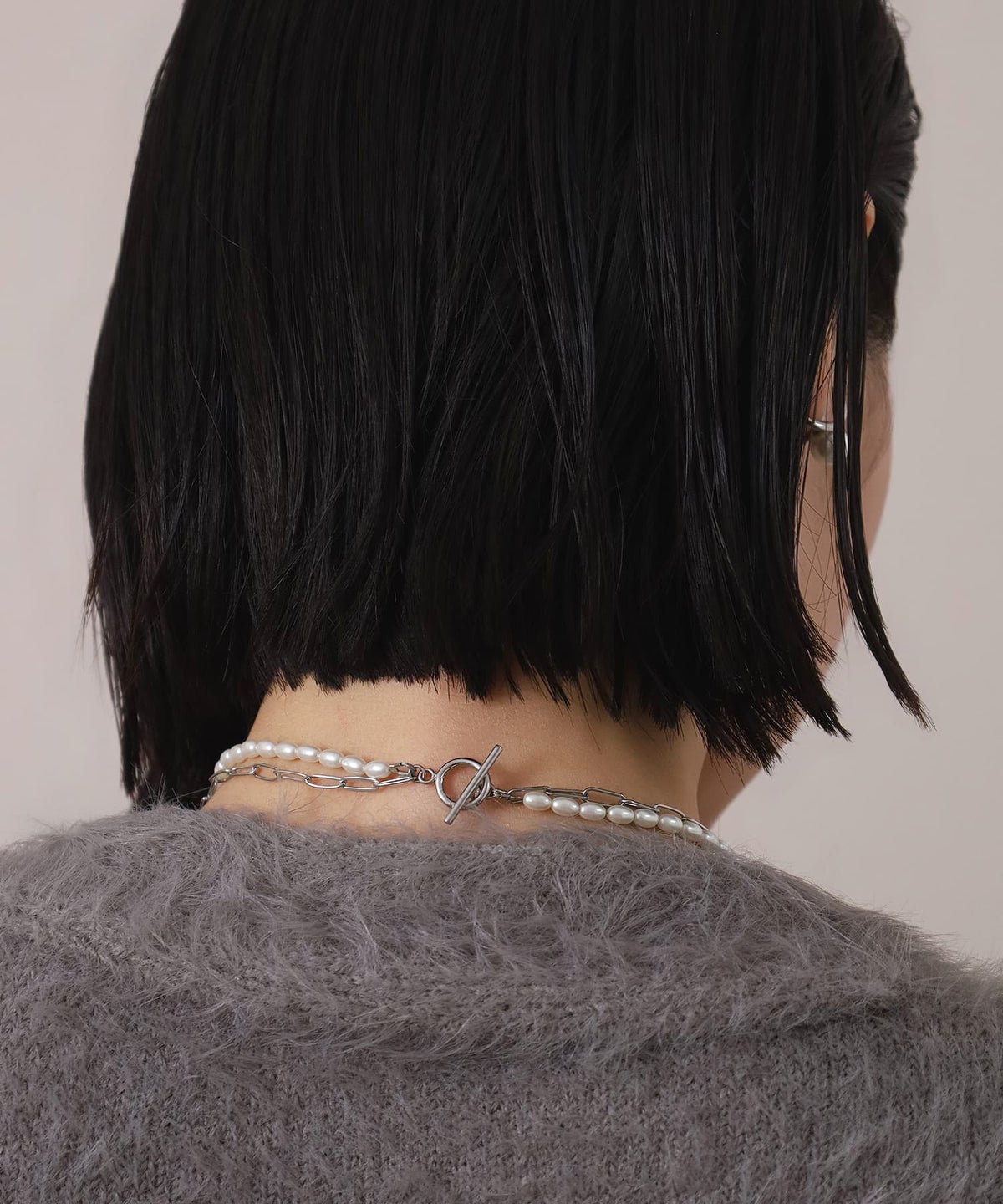 LHME（エルエイチエムイー） > “MELLOW”バロックパール×チェーン2連ネックレス/シルバー/サージカルステンレス316L（金属アレルギー対応）