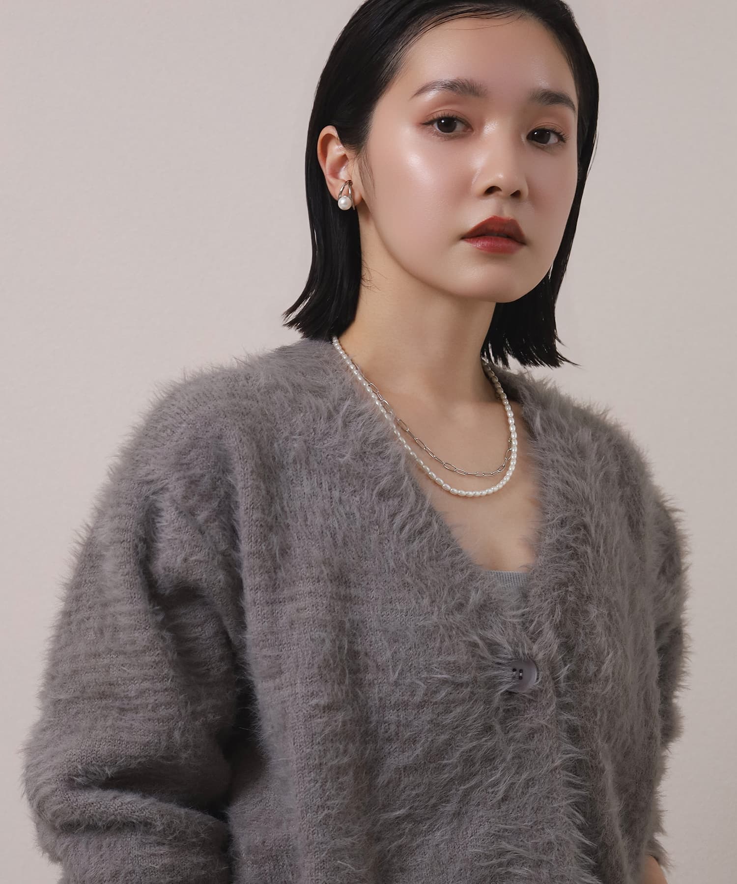 LHME（エルエイチエムイー） > “MELLOW”バロックパール×チェーン2連ネックレス/シルバー/サージカルステンレス316L（金属アレルギー対応）