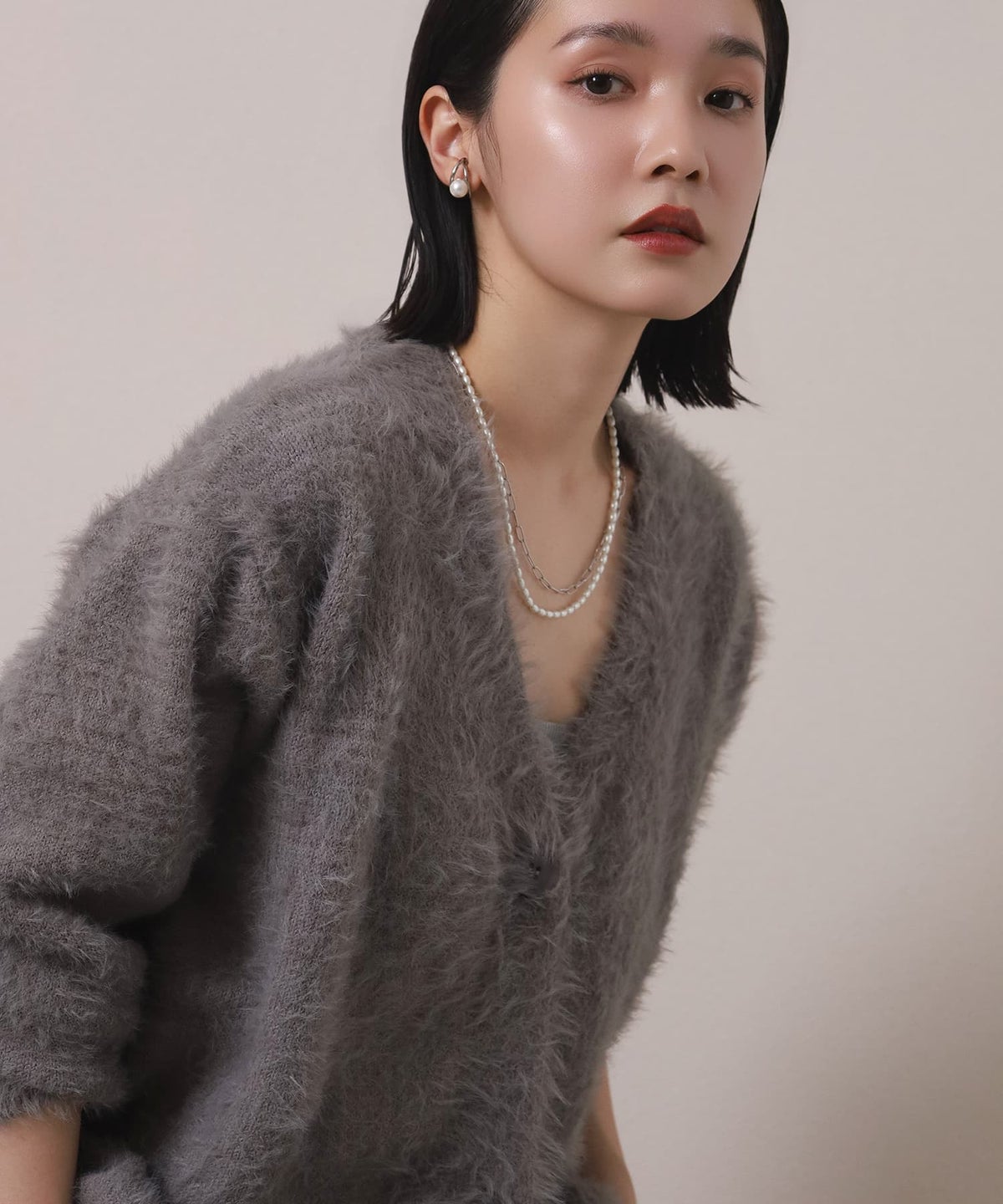 LHME（エルエイチエムイー） > “MELLOW”バロックパール×チェーン2連ネックレス/シルバー/サージカルステンレス316L（金属アレルギー対応）