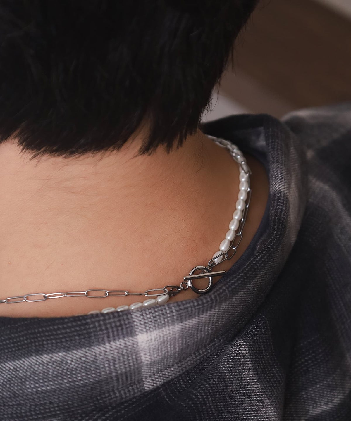 LHME（エルエイチエムイー） > “MELLOW”バロックパール×チェーン2連ネックレス/シルバー/サージカルステンレス316L（金属アレルギー対応）