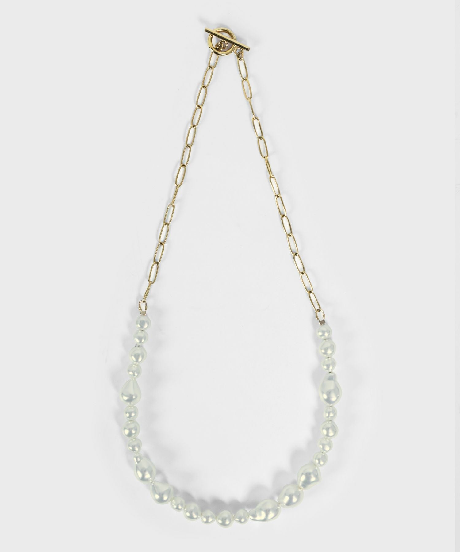 LHME（エルエイチエムイー） > “MELLOW”ハーフバロックパールネックレス/ゴールド/サージカルステンレス316L（金属アレルギー対応）