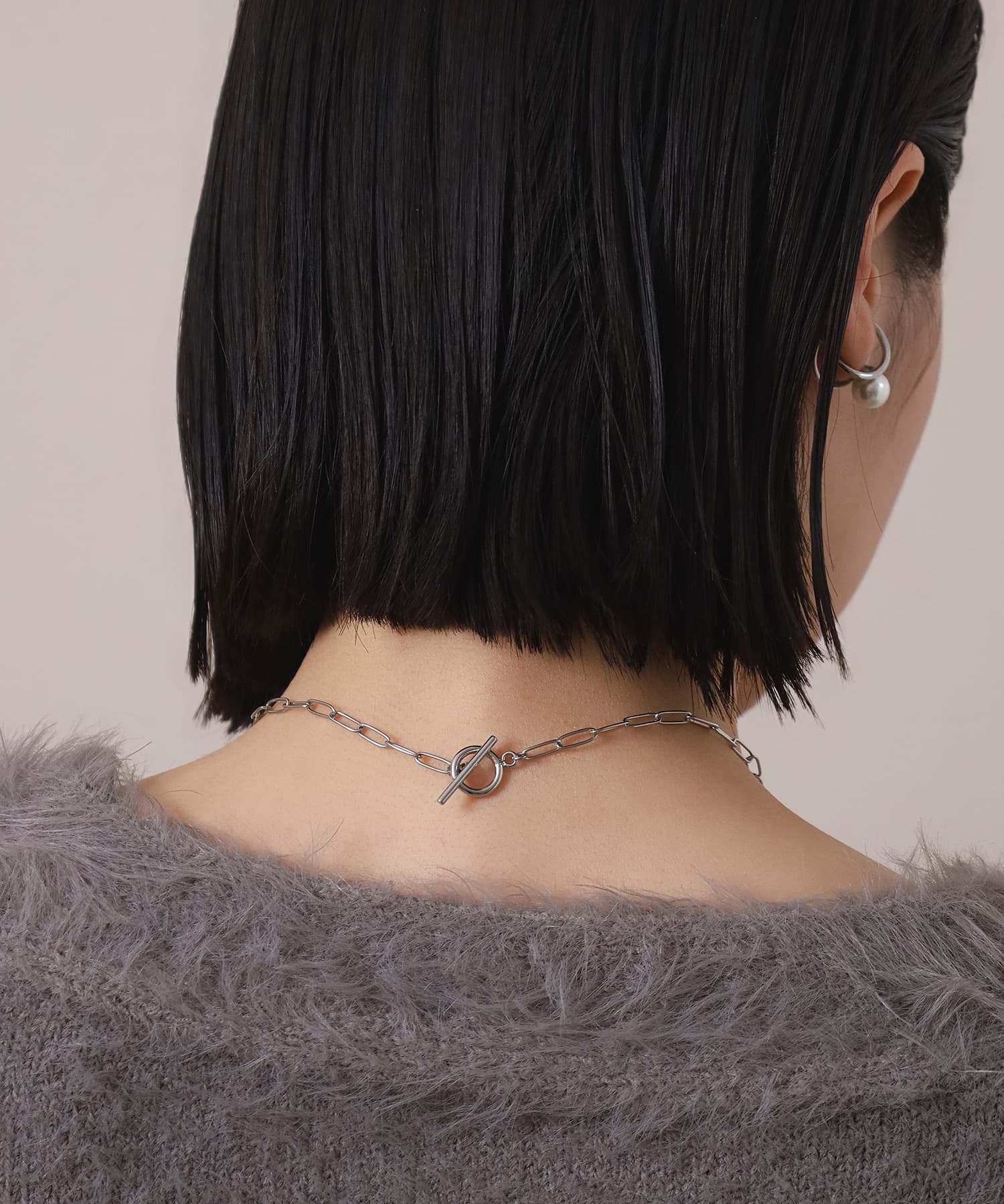 LHME（エルエイチエムイー） > “MELLOW”ハーフバロックパールネックレス/シルバー/サージカルステンレス316L（金属アレルギー対応）