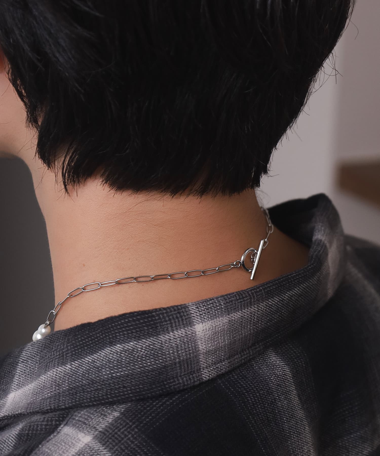 LHME（エルエイチエムイー） > “MELLOW”ハーフバロックパールネックレス/シルバー/サージカルステンレス316L（金属アレルギー対応）