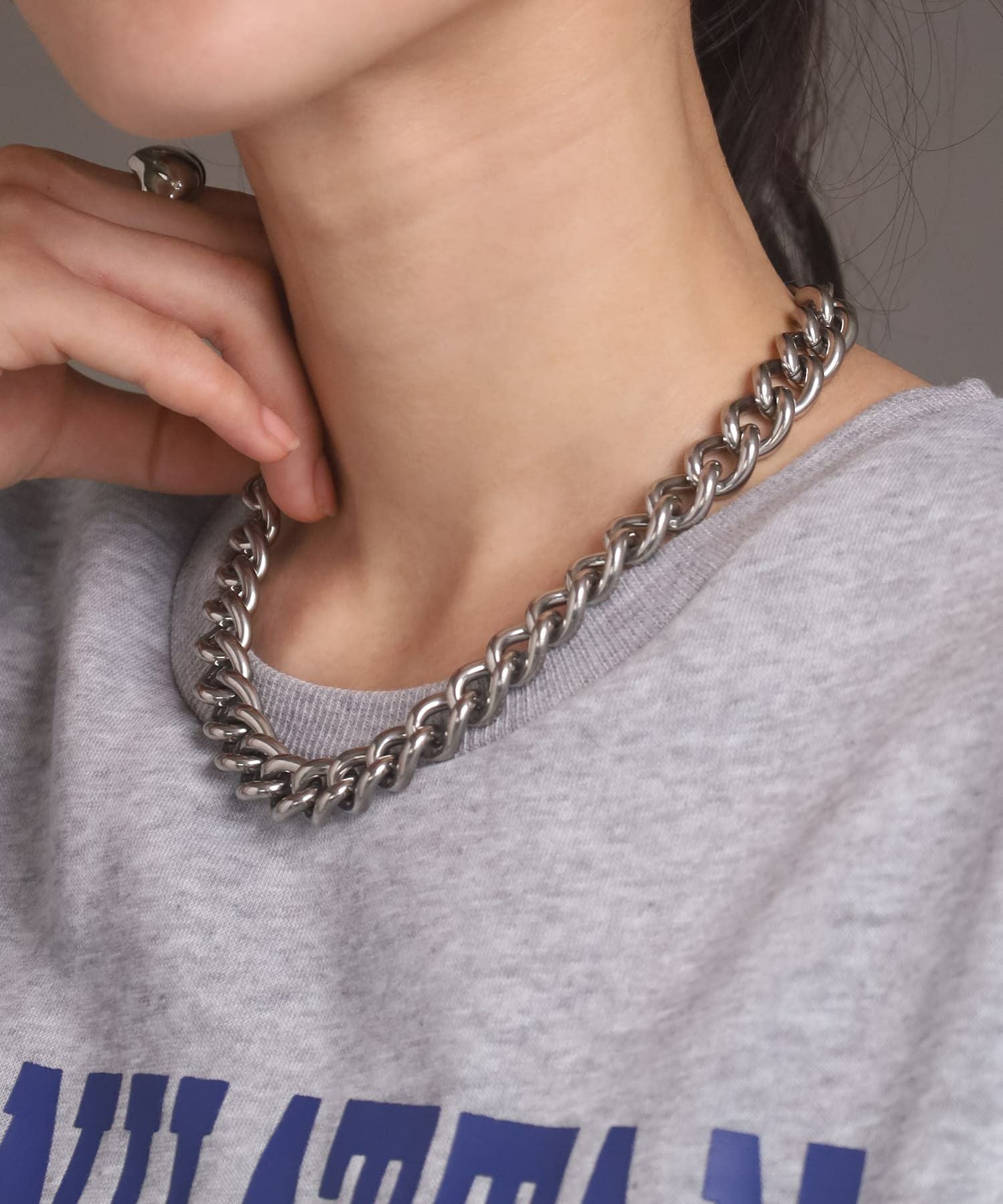 Moment”ボリュームチェーンチョーカーネックレス/シルバー/サージカル