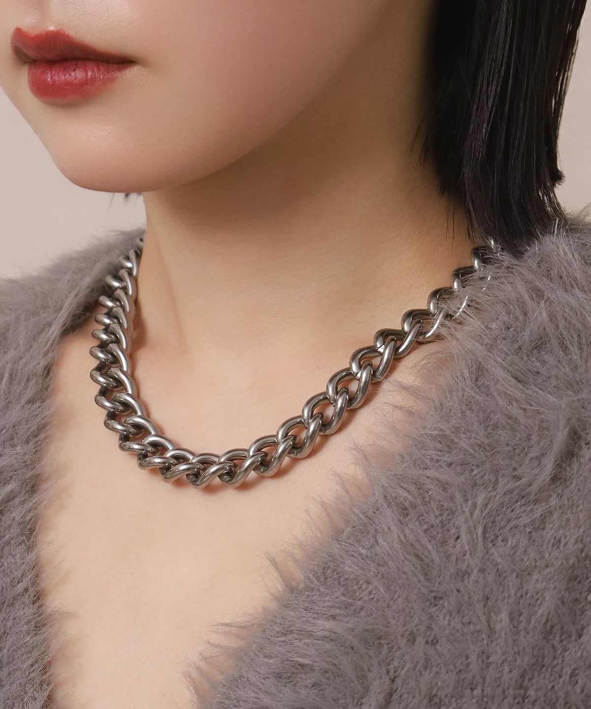 LHME（エルエイチエムイー） > “Moment”ボリュームチェーンチョーカーネックレス/シルバー/サージカルステンレス316L（金属アレルギー対応）