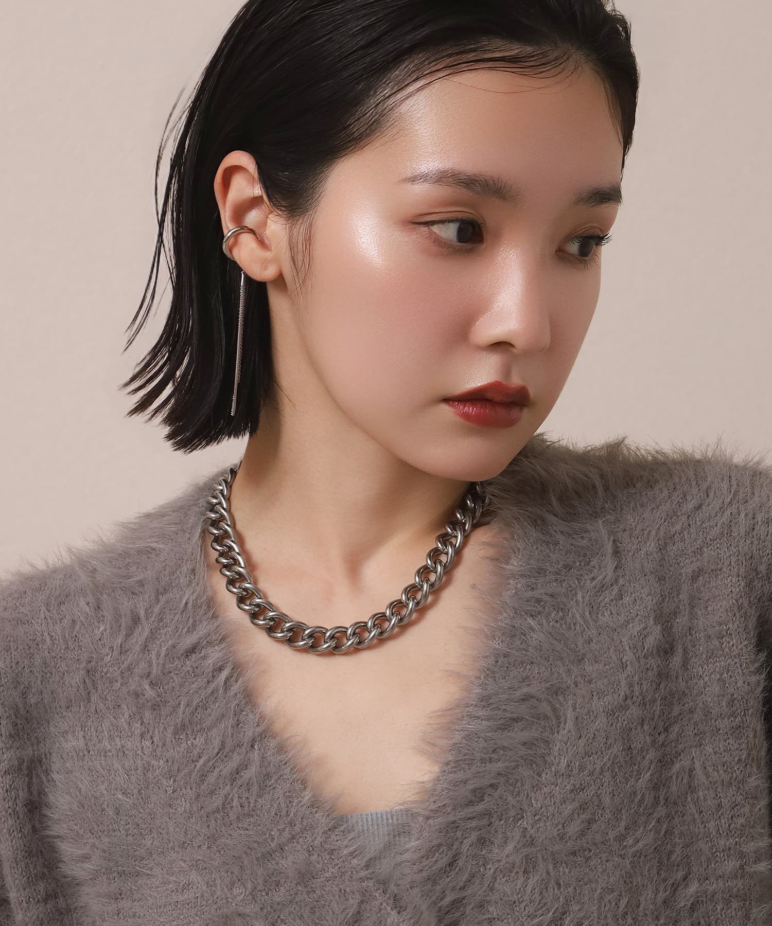 LHME（エルエイチエムイー） > “Moment”ボリュームチェーンチョーカーネックレス/シルバー/サージカルステンレス316L（金属アレルギー対応）