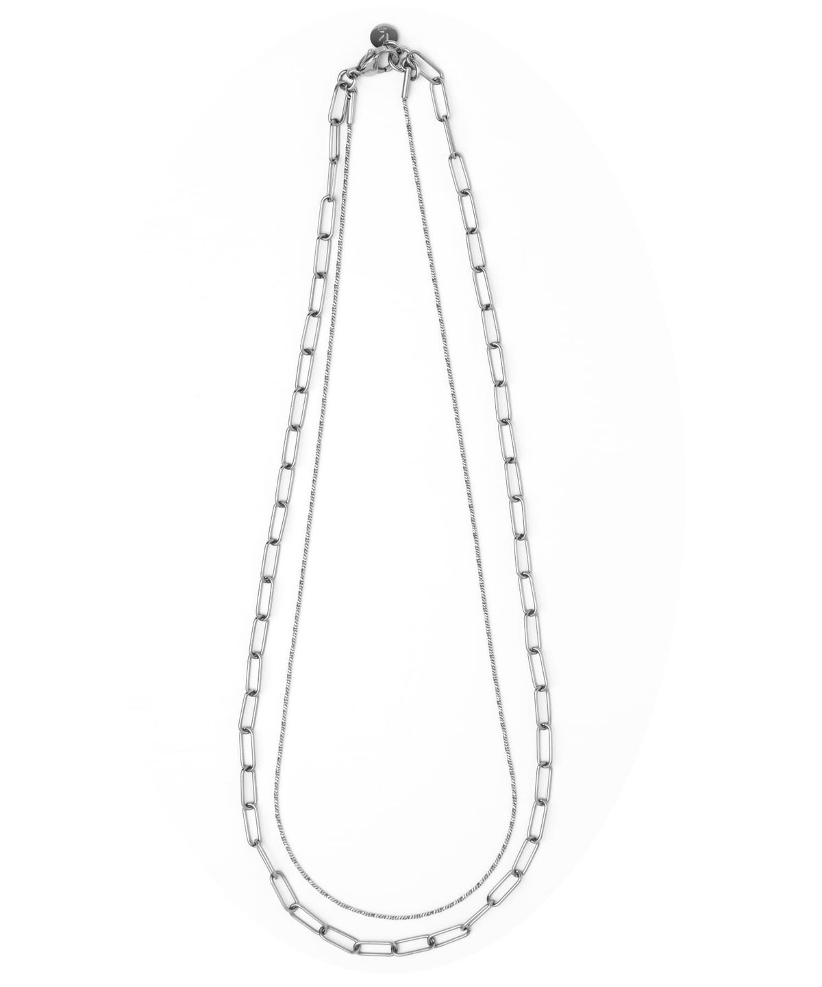 LHME（エルエイチエムイー） > “Moment”2連チェーンネックレス/オーバル×スクリュー/シルバー/サージカルステンレス316L（金属アレルギー対応）