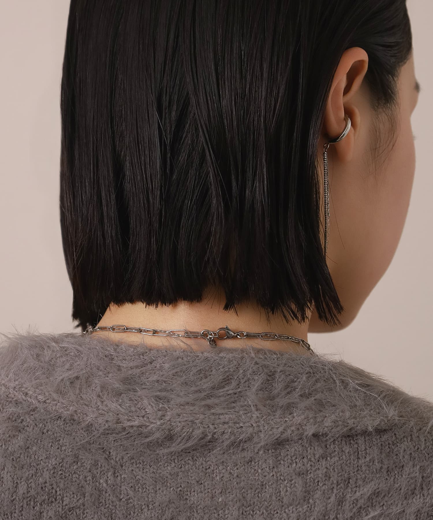 LHME（エルエイチエムイー） > “Moment”2連チェーンネックレス/オーバル×スクリュー/シルバー/サージカルステンレス316L（金属アレルギー対応）