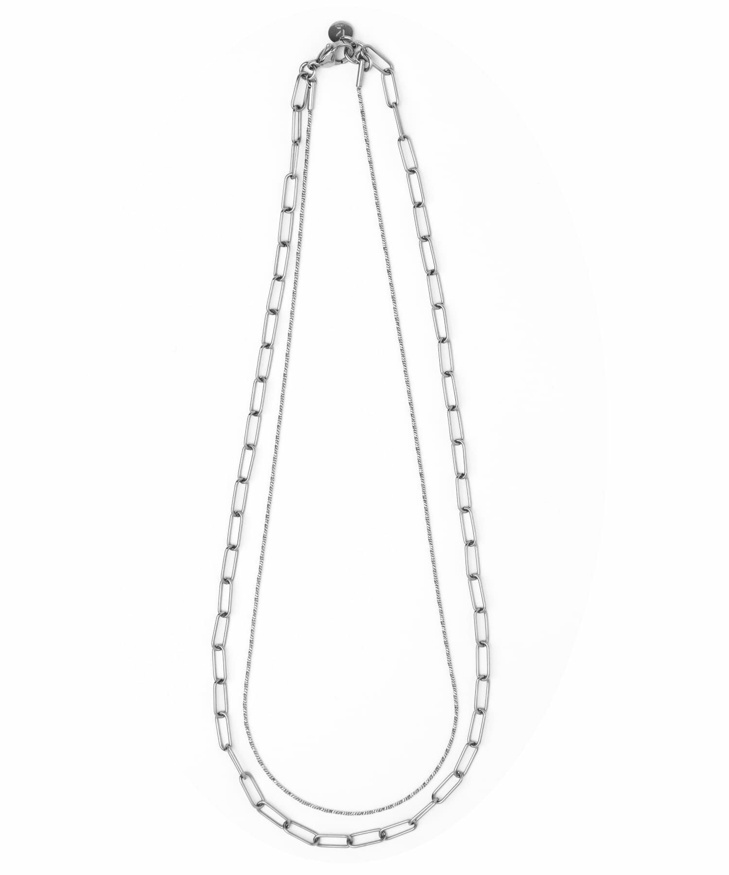 LHME（エルエイチエムイー） > “Moment”2連チェーンネックレス/オーバル×スクリュー/シルバー/サージカルステンレス316L（金属アレルギー対応）