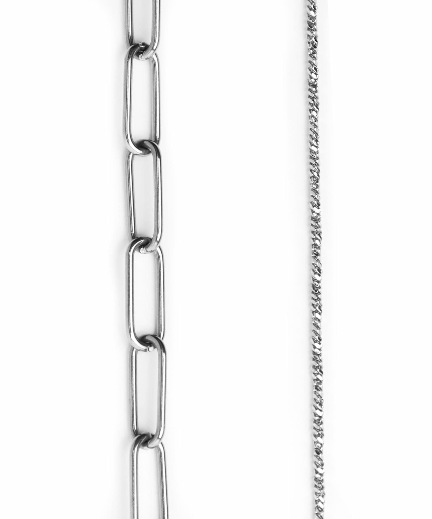 LHME（エルエイチエムイー） > “Moment”2連チェーンネックレス/オーバル×スクリュー/シルバー/サージカルステンレス316L（金属アレルギー対応）