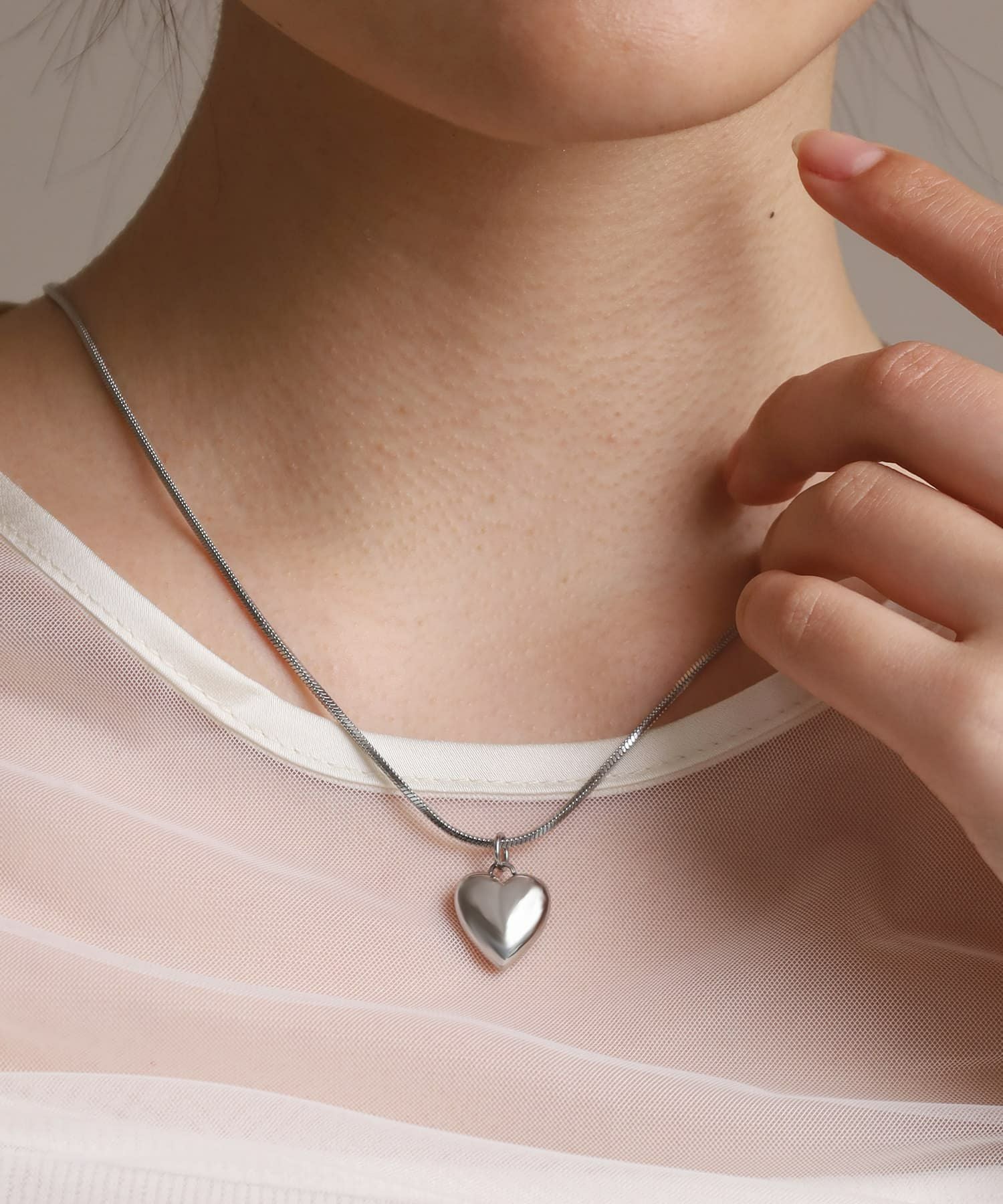 Moment”2wayベネチアンポイントハートネックレス/シルバー/サージカル