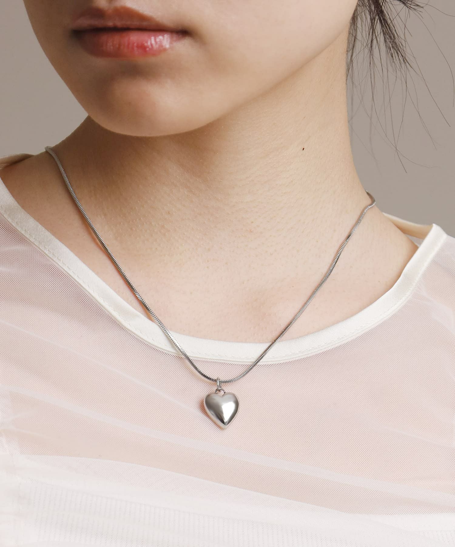 Moment”2wayベネチアンポイントハートネックレス/シルバー/サージカル
