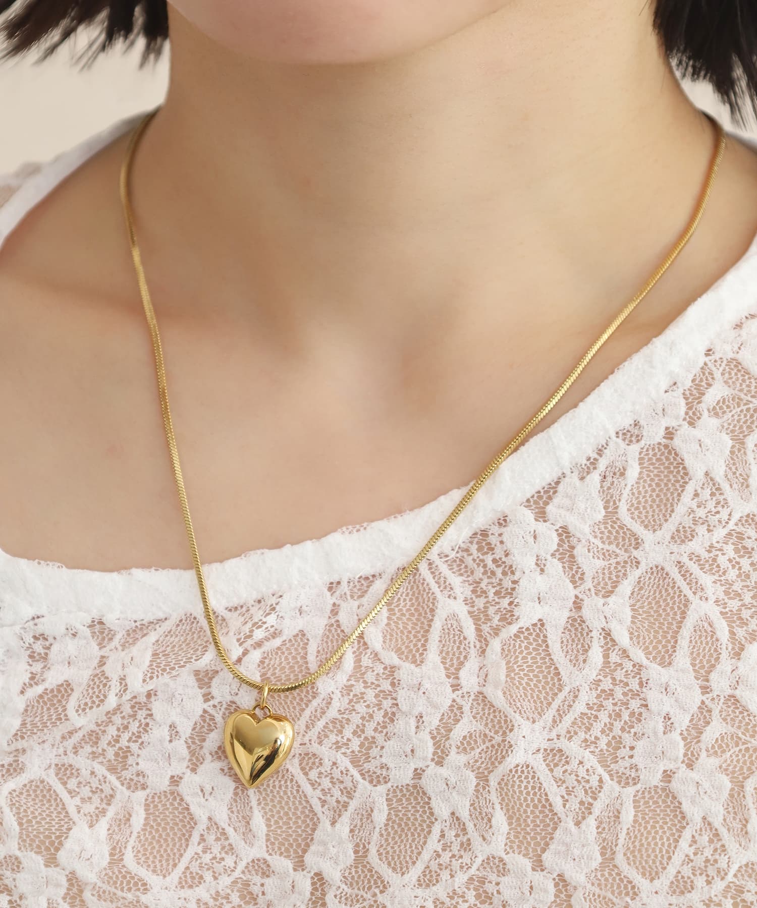 LHME（エルエイチエムイー） > “Moment”2wayベネチアンポイントハートネックレス/ゴールド/サージカルステンレス316L（金属アレルギー対応）
