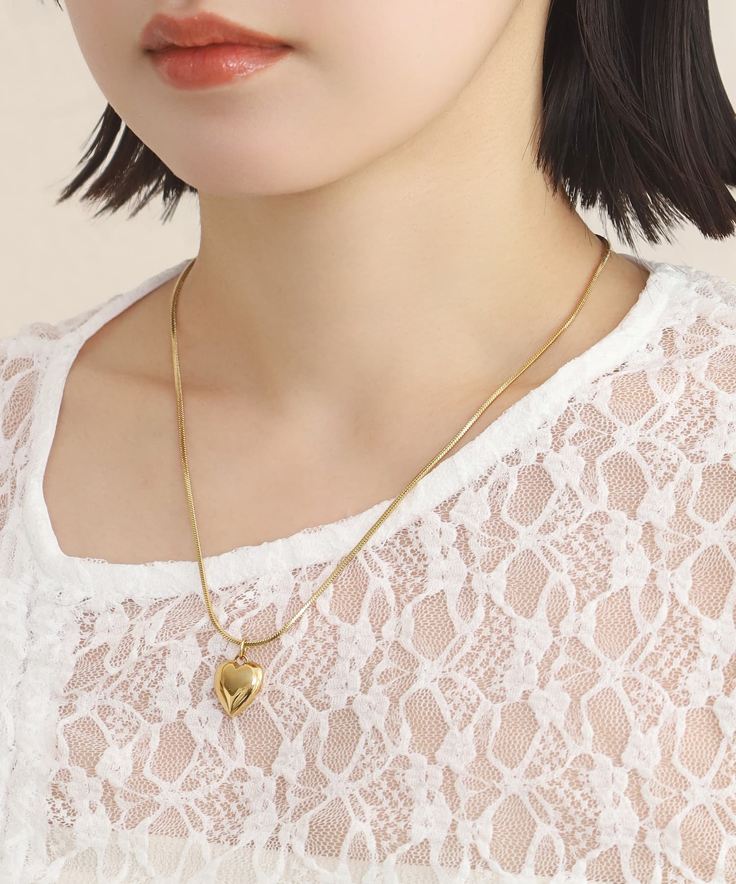 LHME（エルエイチエムイー） > “Moment”2wayベネチアンポイントハートネックレス/ゴールド/サージカルステンレス316L（金属アレルギー対応）