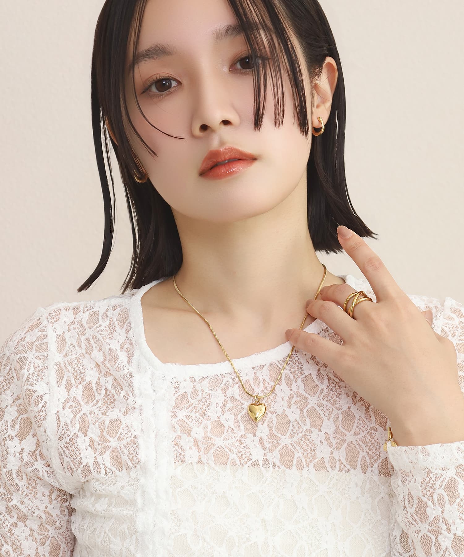 LHME（エルエイチエムイー） > “Moment”2wayベネチアンポイントハートネックレス/ゴールド/サージカルステンレス316L（金属アレルギー対応）