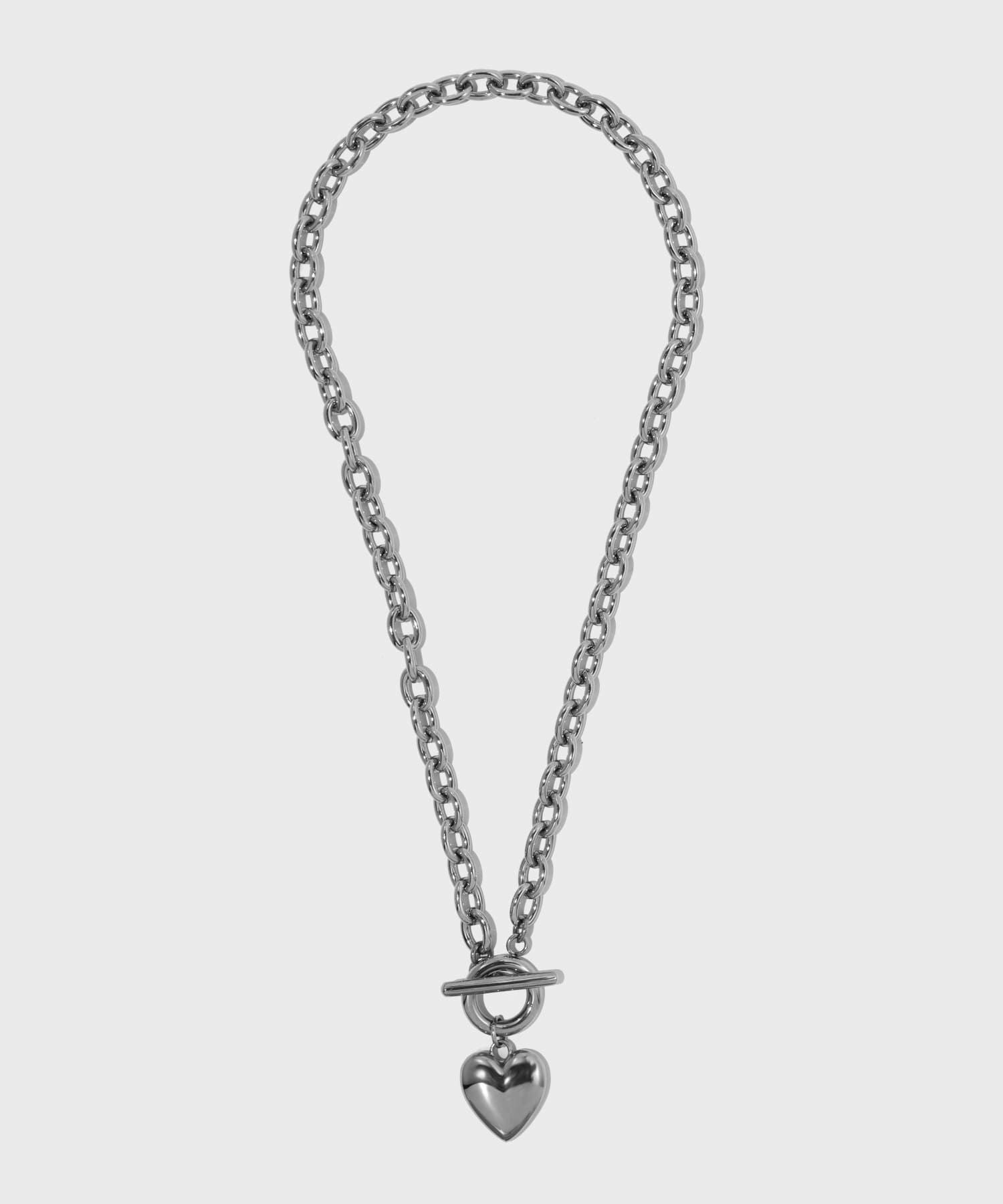 Moment”ポイントハートチャンキーネックレス/シルバー/サージカル