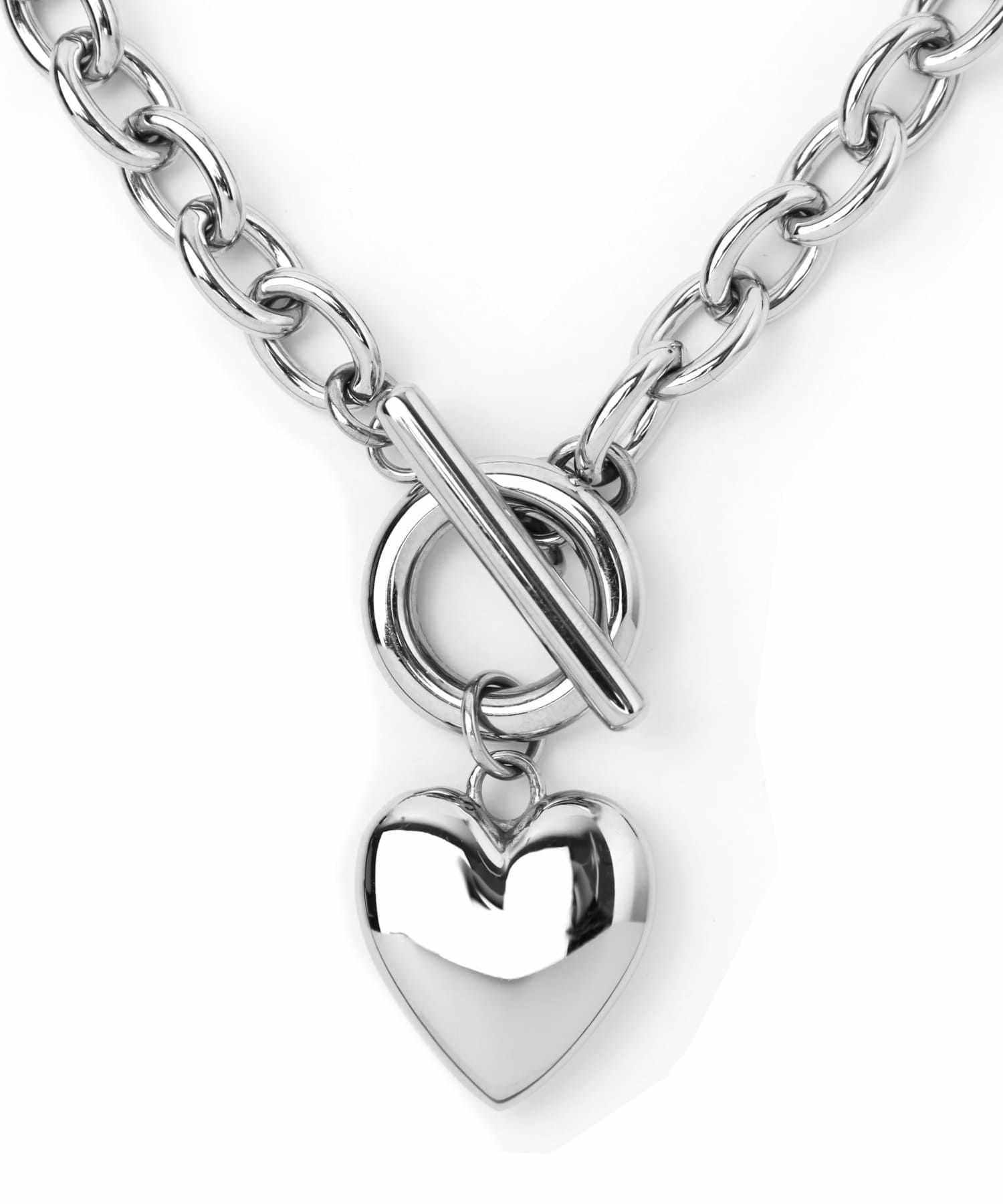 Moment”ポイントハートチャンキーネックレス/シルバー/サージカル