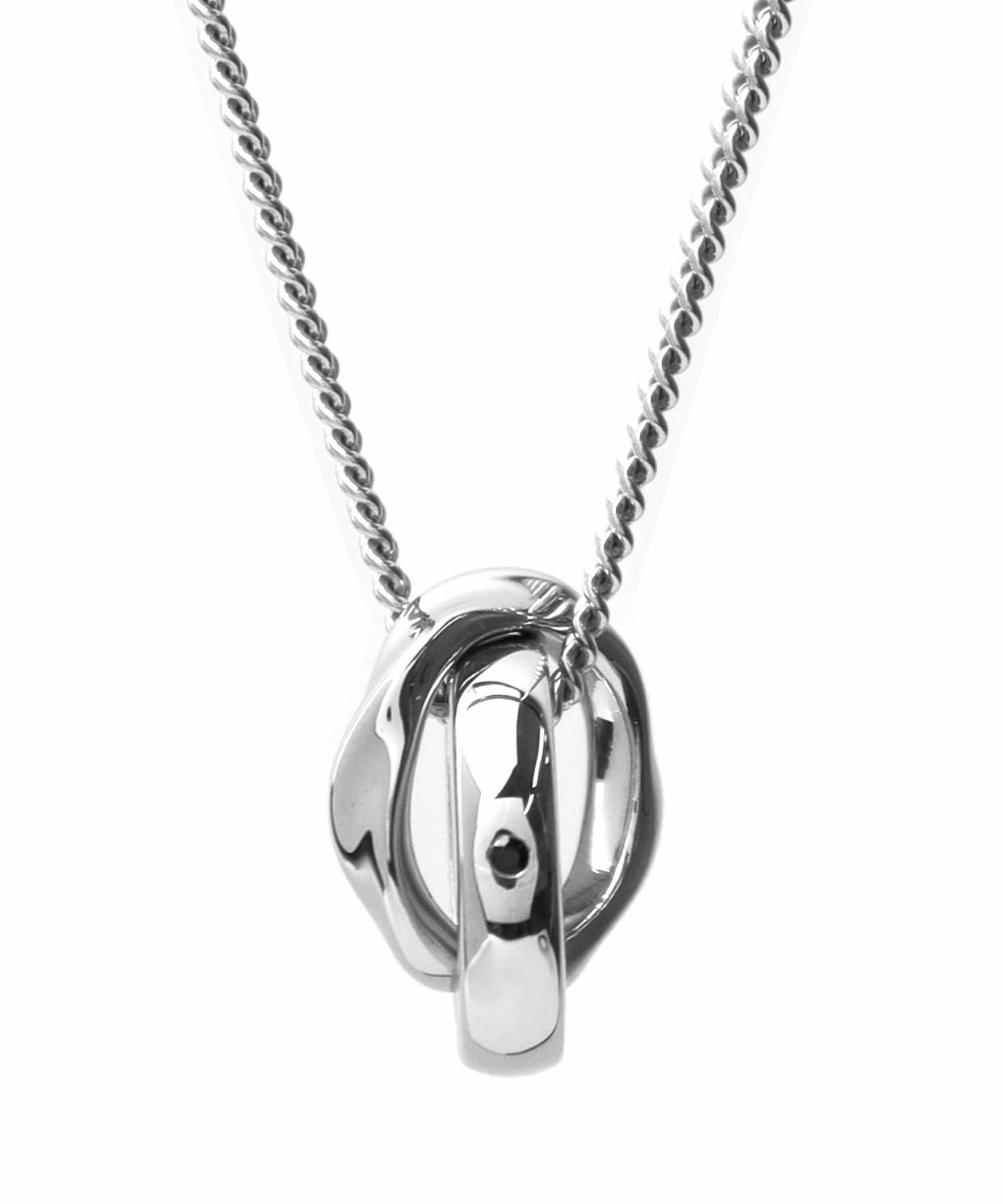 for Gift”ラージウェーブダブルリングネックレス/シルバー×ライト