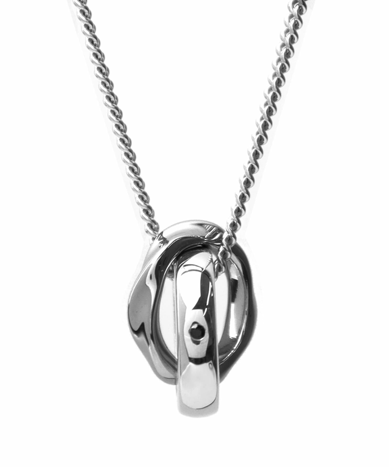 for Gift”ラージウェーブダブルリングネックレス/シルバー×ライト