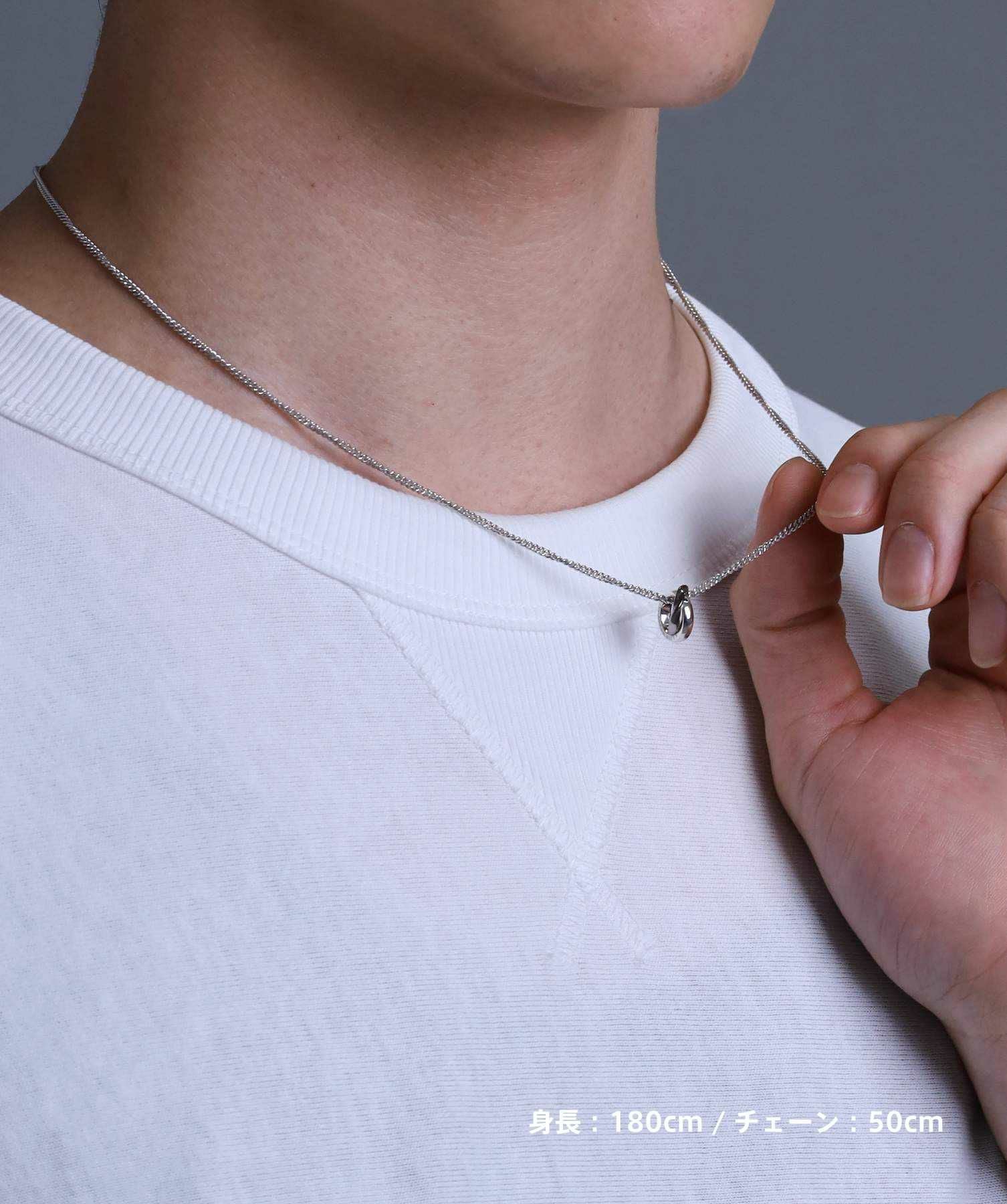 ウェーブダブルリングネックレス/シルバー×ライトブラック/喜平チェーン/シルバー925