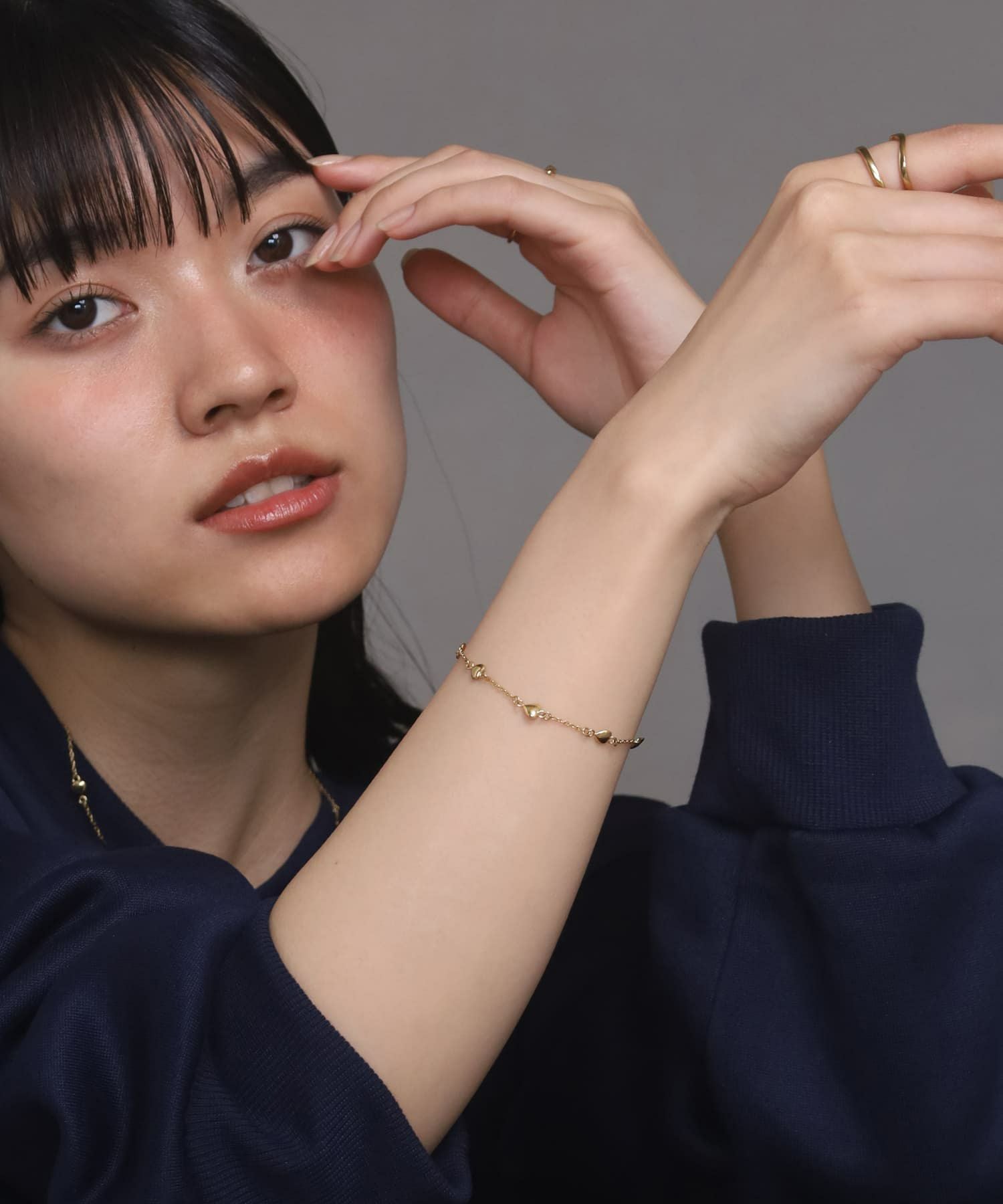 “Moment”プチハートブレスレット/ゴールド/サージカルステンレス316L（金属アレルギー対応）