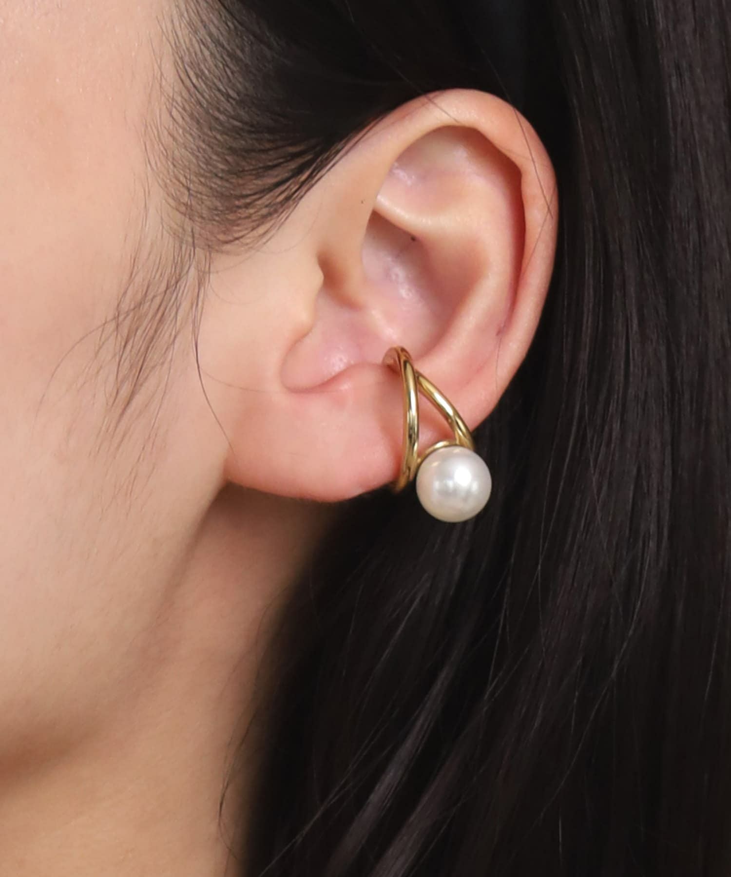 MELLOW”ポイントパールダブルイヤーカフ/ゴールド/サージカル