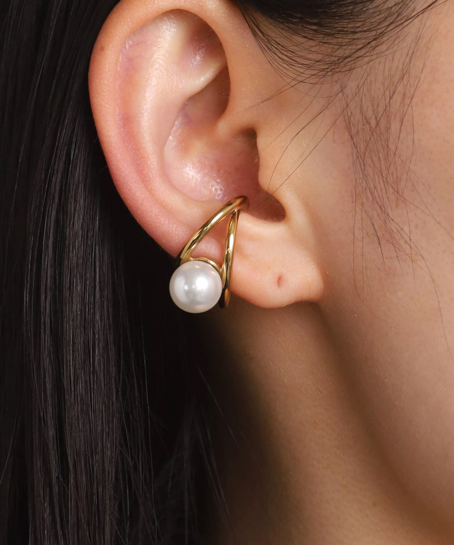 MELLOW”ポイントパールダブルイヤーカフ/ゴールド/サージカル