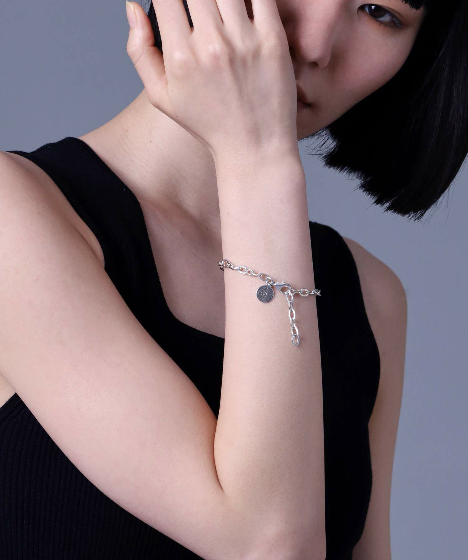 ファインチェーンブレスレット/LOGO/シルバー925