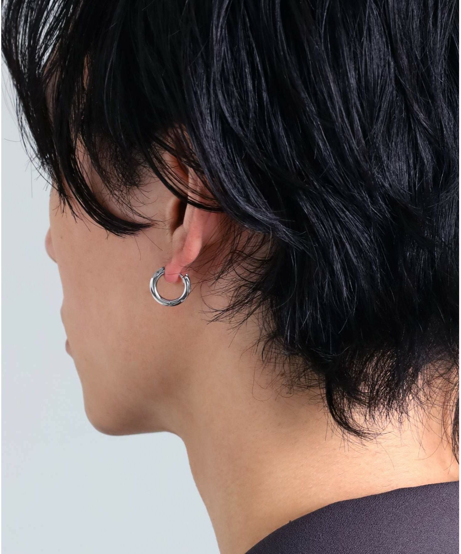 【限定展開】ツイストテクスチャーフープピアス/サージカルステンレス316L（金属アレルギー対応）