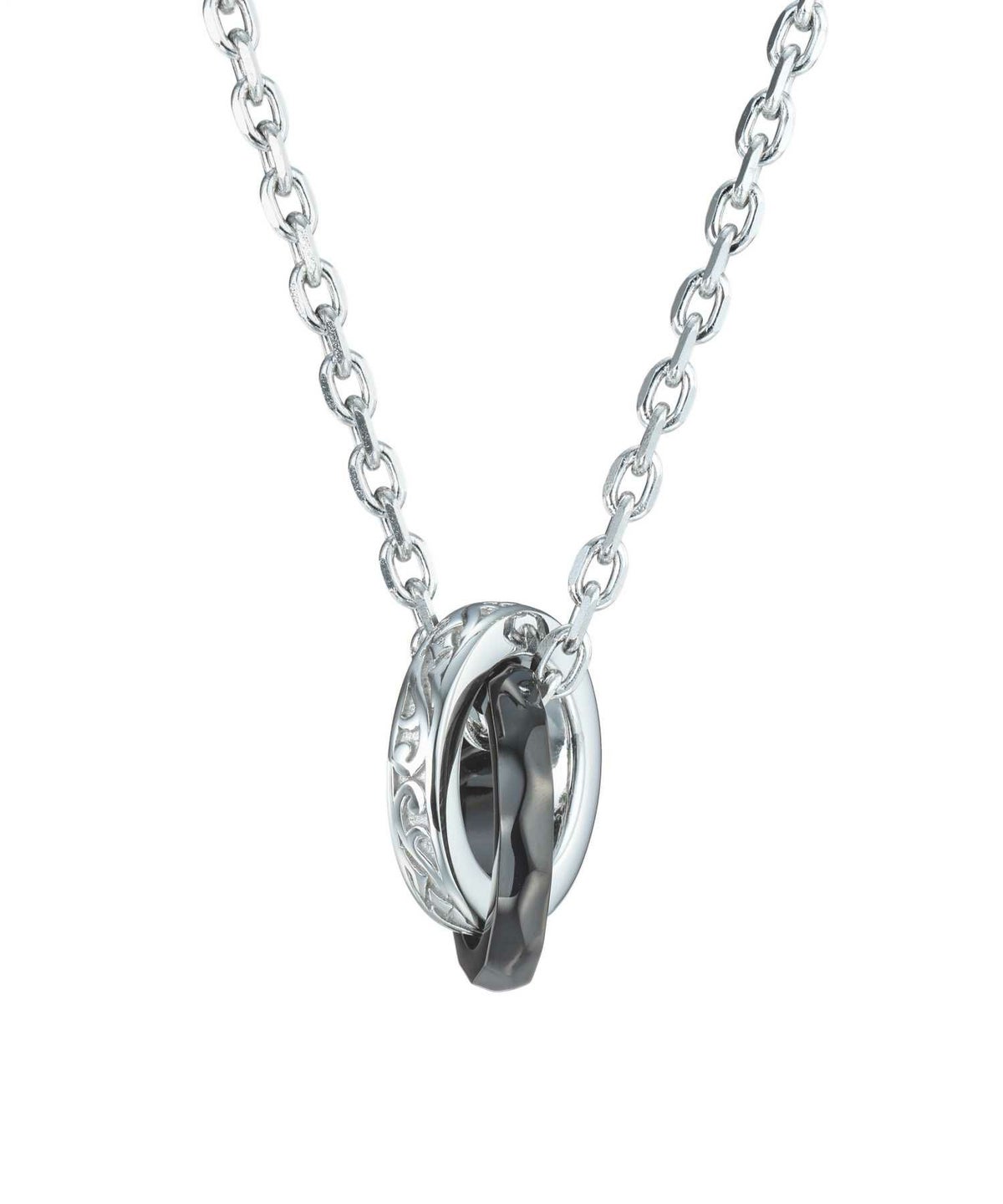 【限定展開】タテガミダブルリングネックレス/フラグメント/シルバー×ブラック/サージカルステンレス316L（金属アレルギー対応）