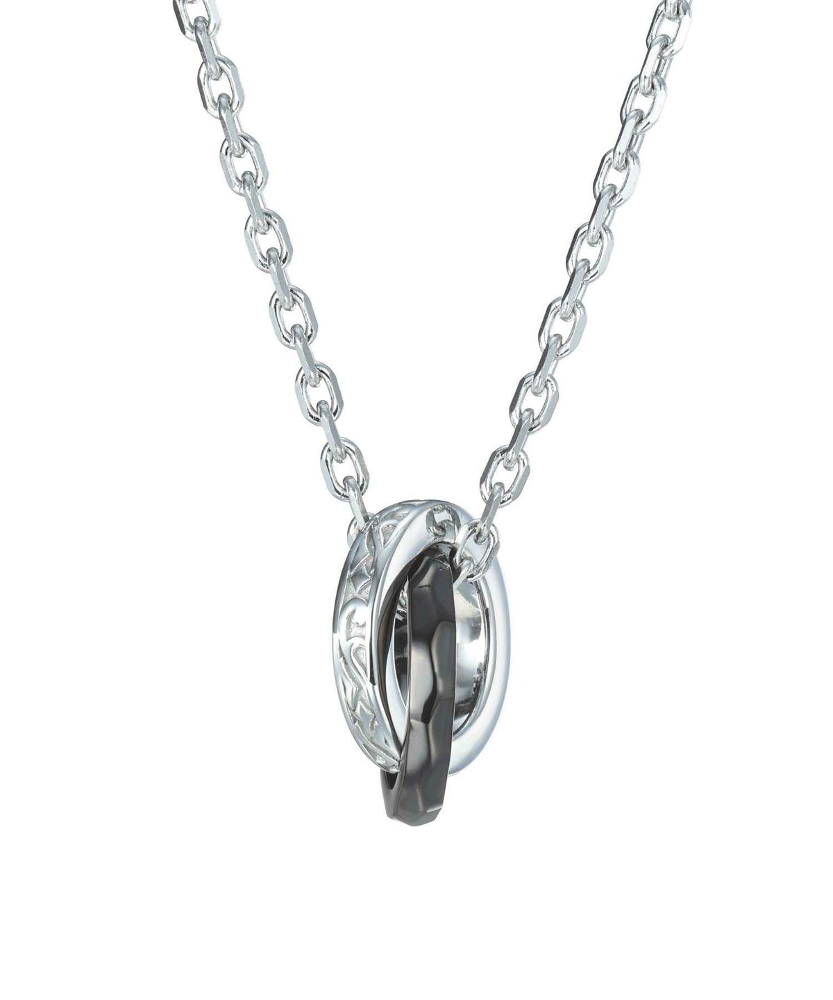 【限定展開】タテガミダブルリングネックレス/フラグメント/シルバー×ブラック/サージカルステンレス316L（金属アレルギー対応）