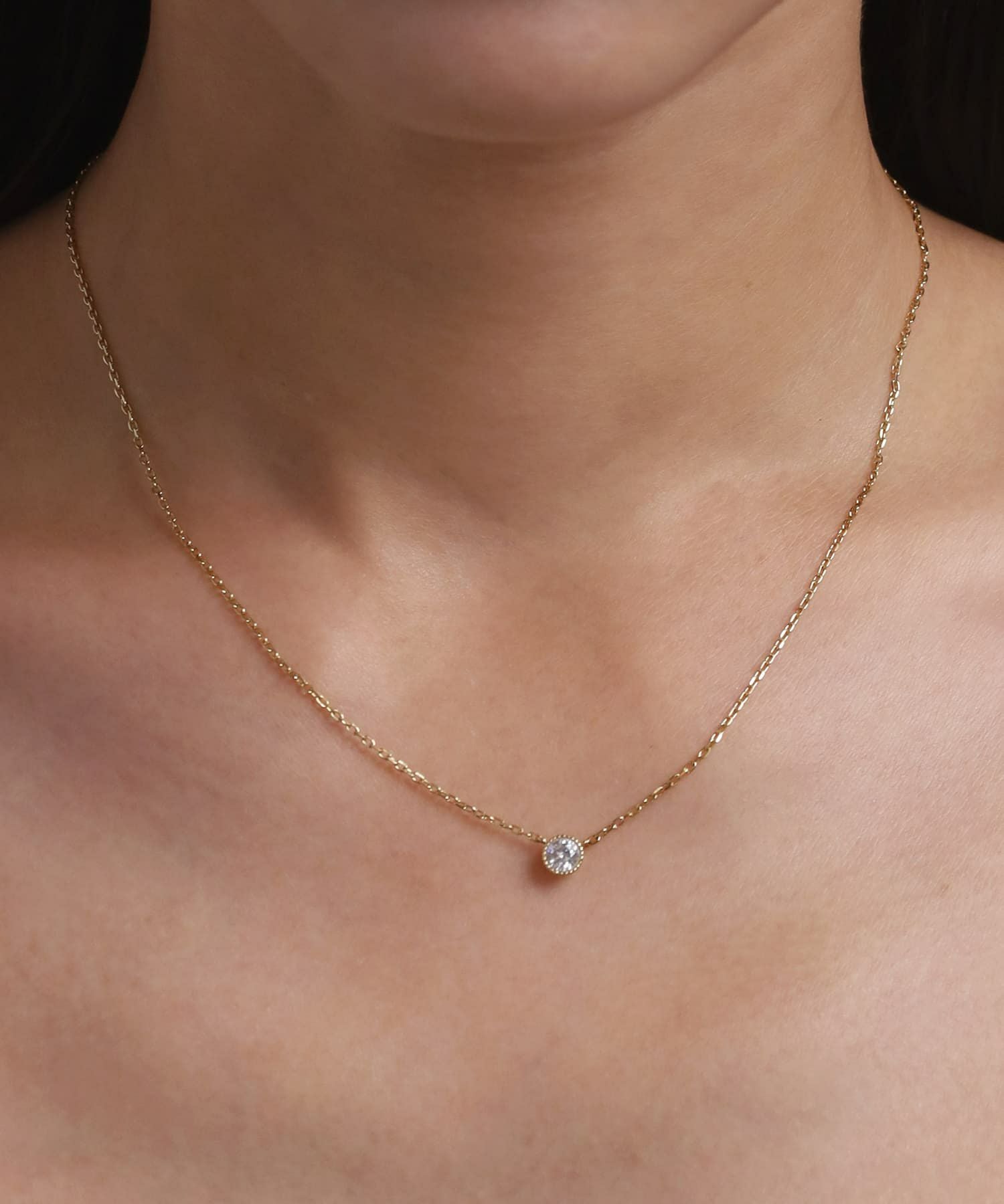 twinkle”1粒ビジューネックレス/ゴールド/ジルコニア/スペシャル