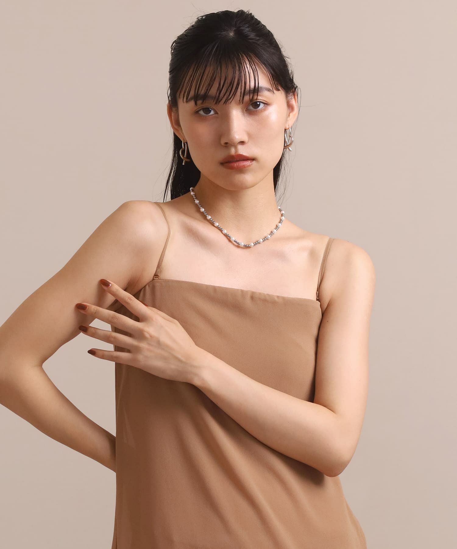MELLOW”パールミックスボールチェーンネックレス（ミディアム