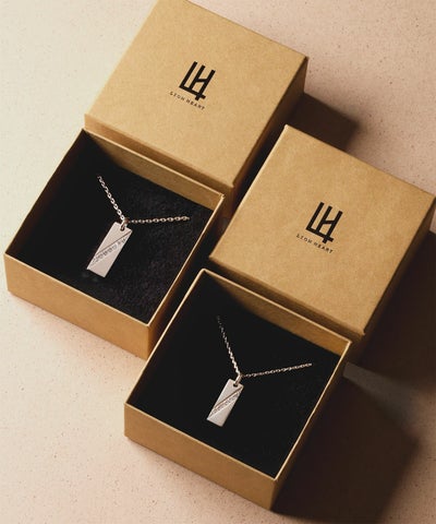 【限定展開】“LH-1”ジェムプレートペアネックレス/サージカルステンレス（金属アレルギー対応）