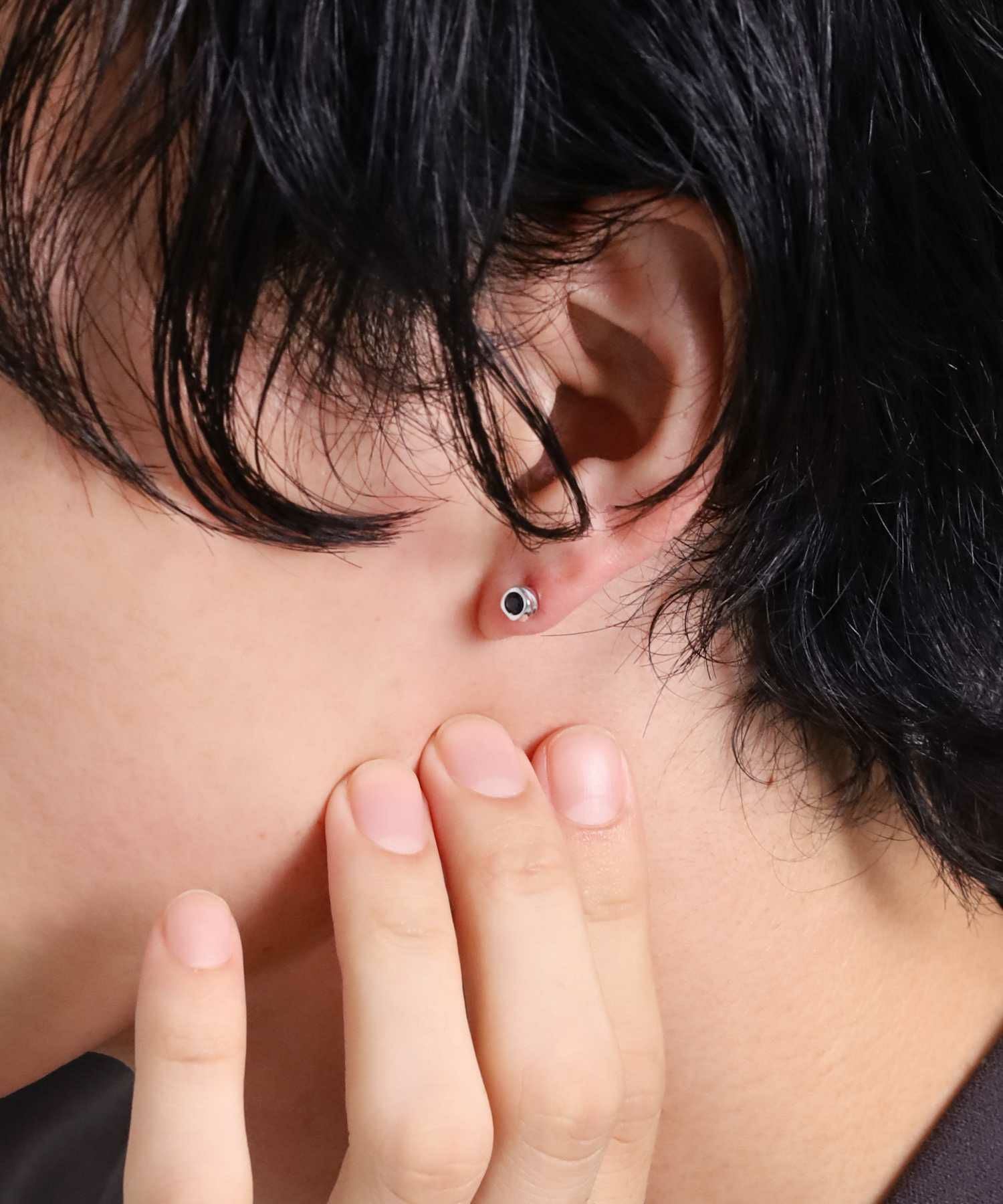 “for Gift”スタッズピアス/ツイスト/ブラックジルコニア/シルバー925