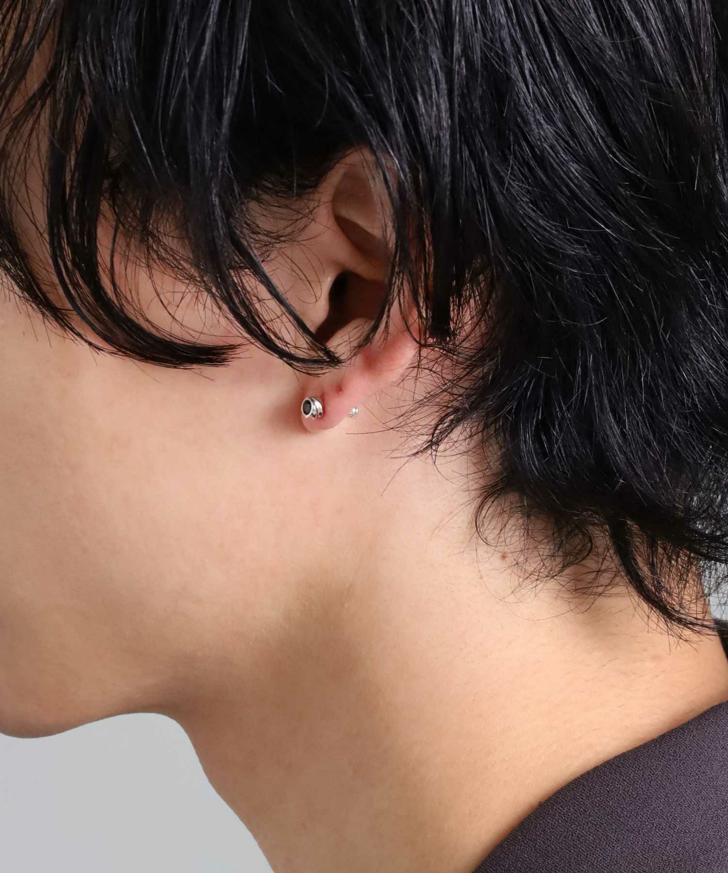 “for Gift”スタッズピアス/ツイスト/ブラックジルコニア/シルバー925