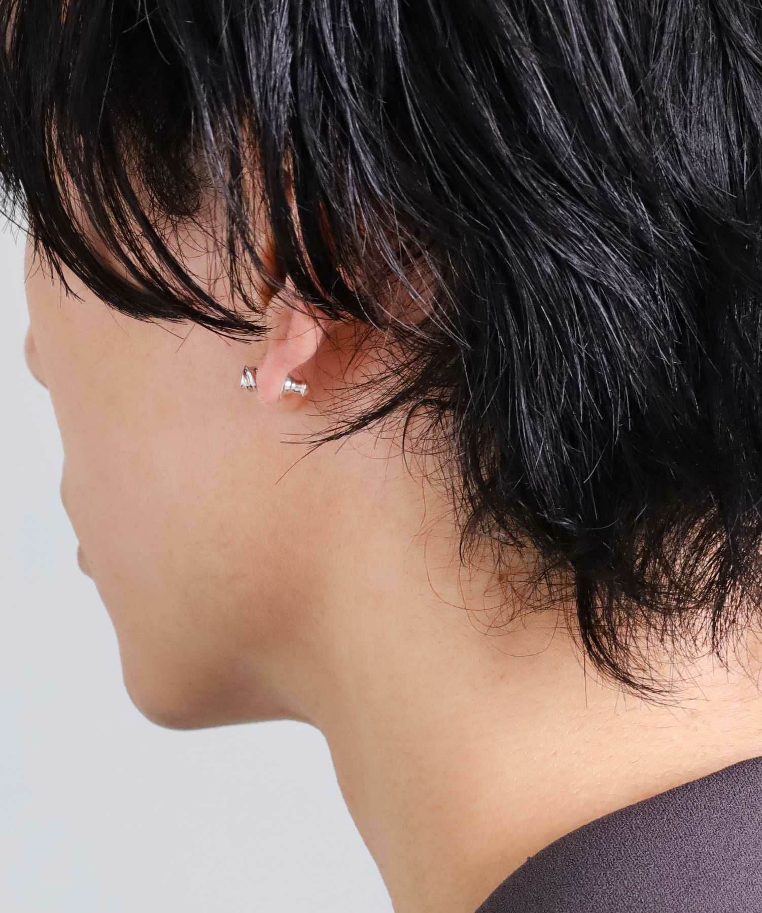 “for Gift”スタッズピアス/ツイスト/ブラックジルコニア/シルバー925