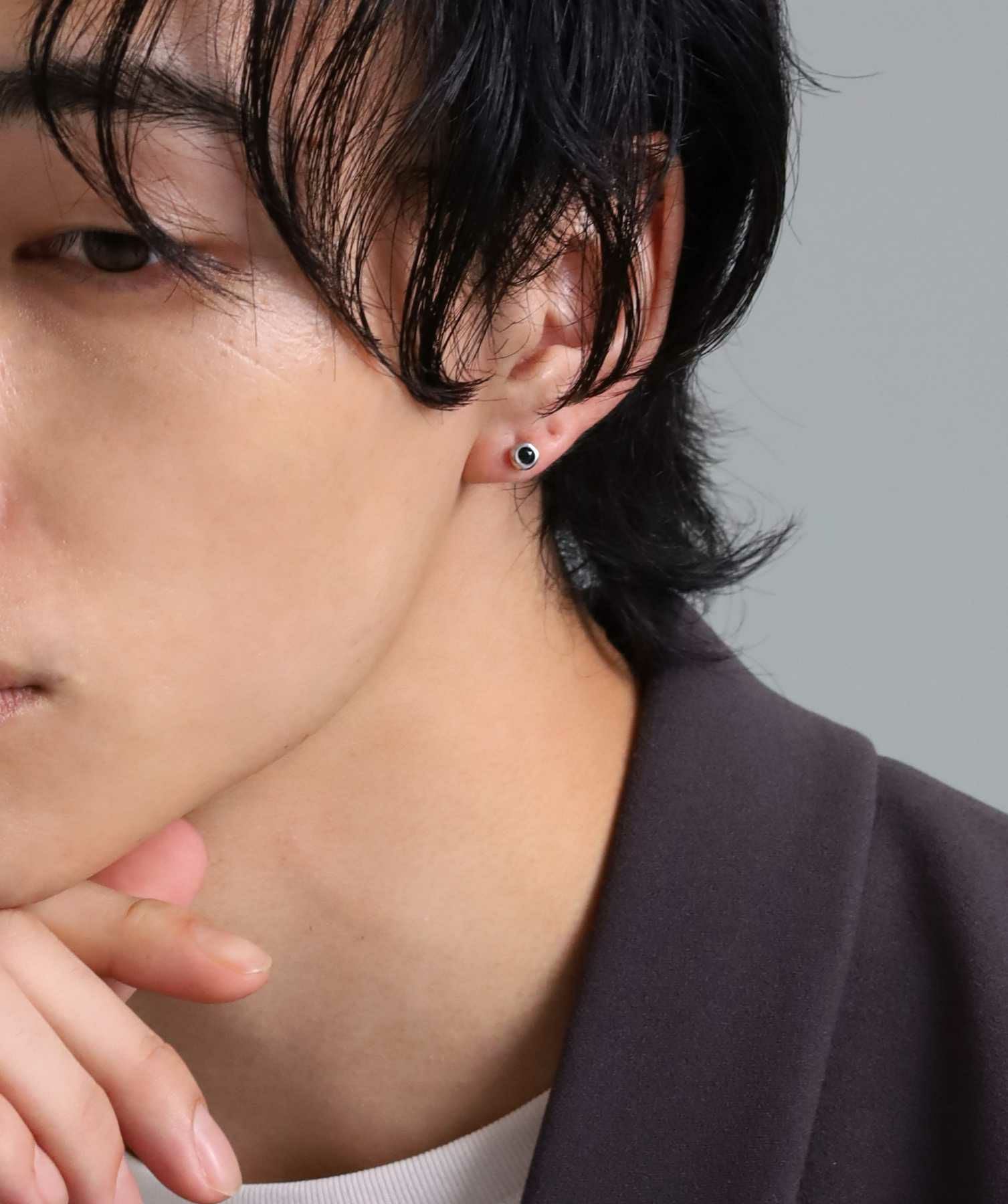 “for Gift”スタッズピアス/ツイスト/ブラックジルコニア/シルバー925