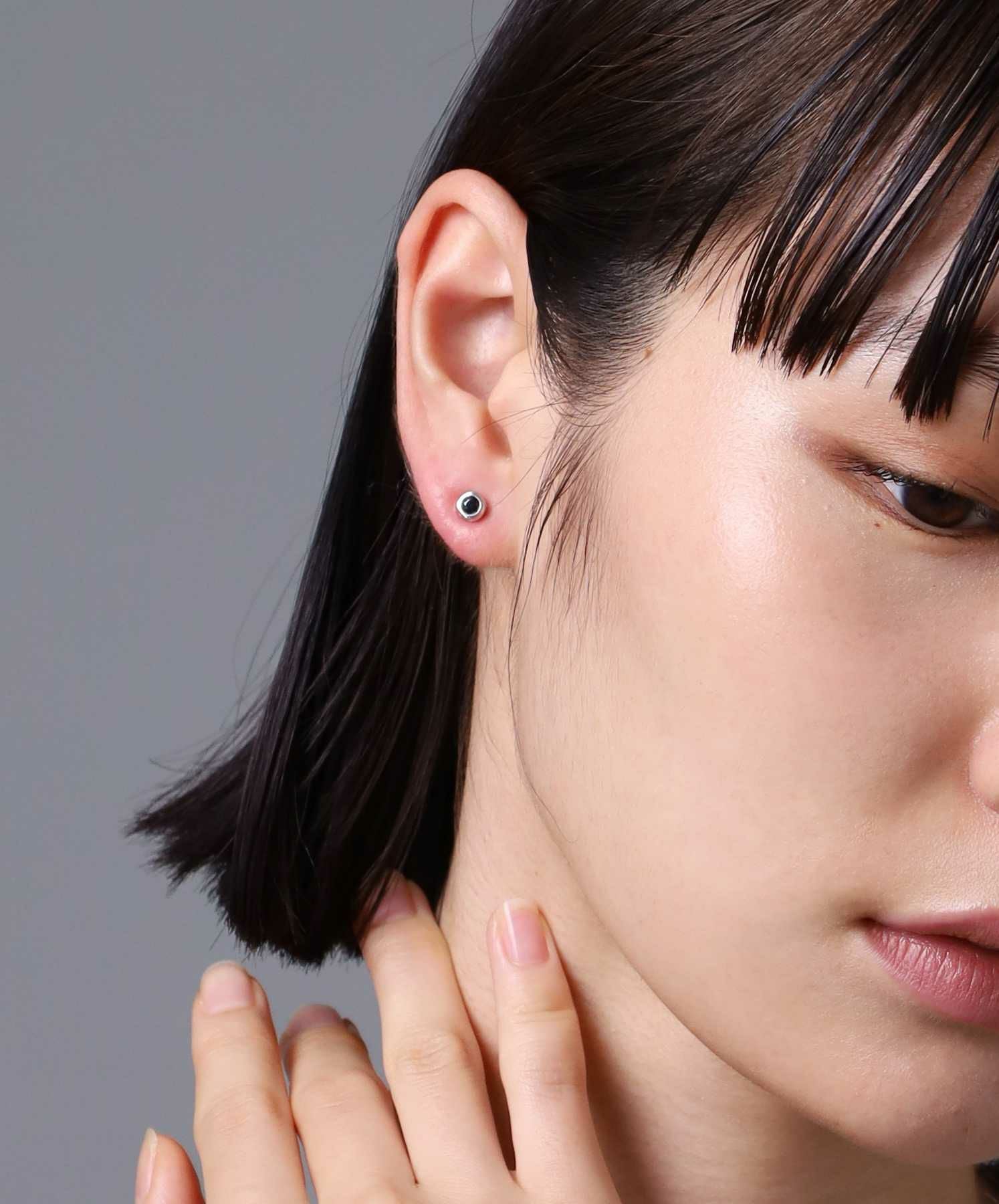 “for Gift”スタッズピアス/ツイスト/ブラックジルコニア/シルバー925