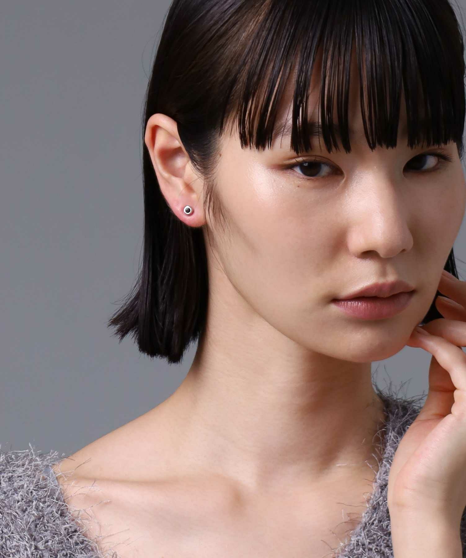 “for Gift”スタッズピアス/ツイスト/ブラックジルコニア/シルバー925