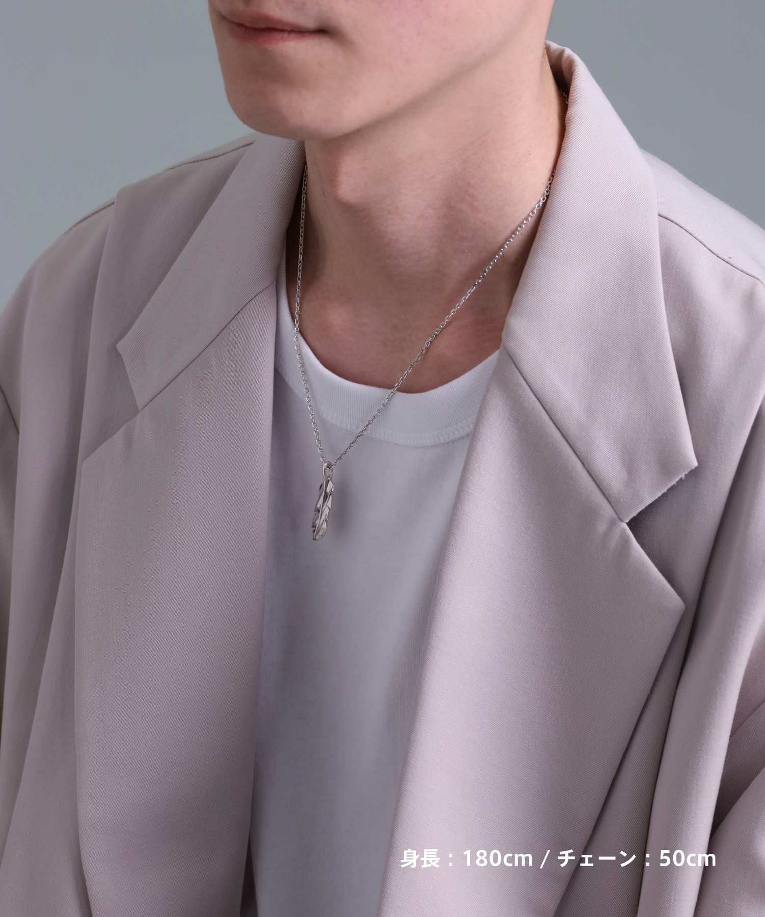 “for Gift”ツイストテクスチャーフェザーネックレス/シルバー925