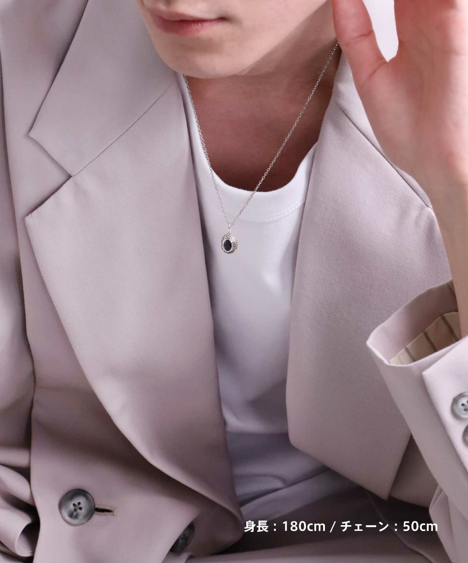 “BASIC”カレッジネックレス/ブラックジルコニア/シルバー925