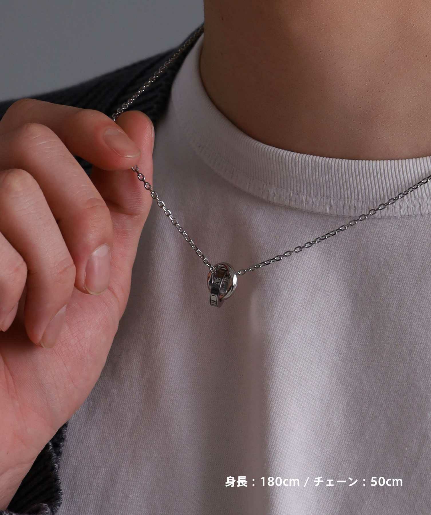 限定展開】“LH-1”ロゴダブルリングネックレス（シルバー）/サージカル