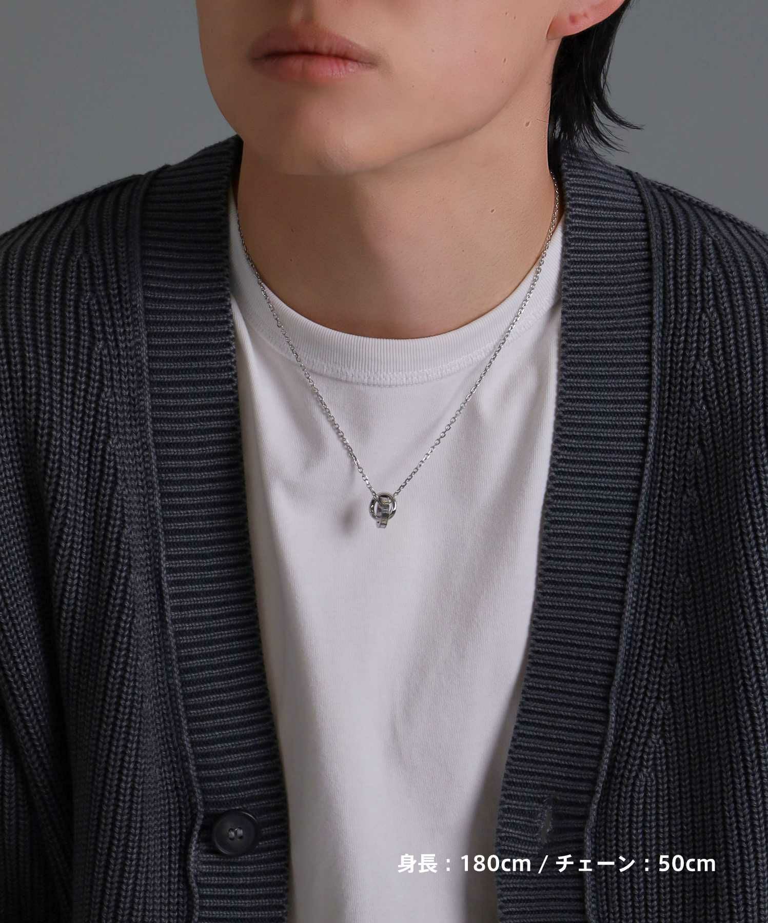 限定展開】“LH-1”ロゴダブルリングネックレス（シルバー）/サージカル