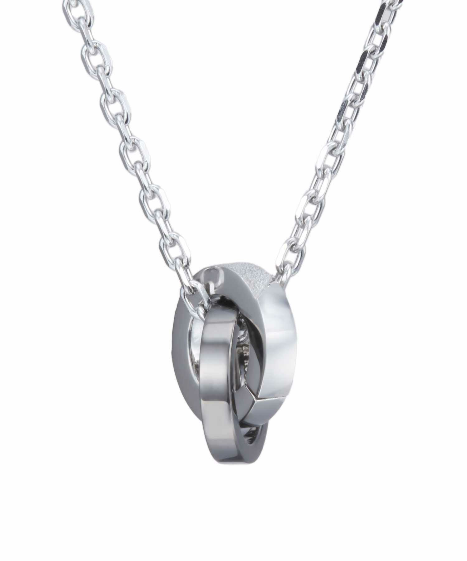 【限定展開】“SAND”ダブルリングネックレス（シルバー×ライトブラック）/サージカルステンレス（金属アレルギー対応）