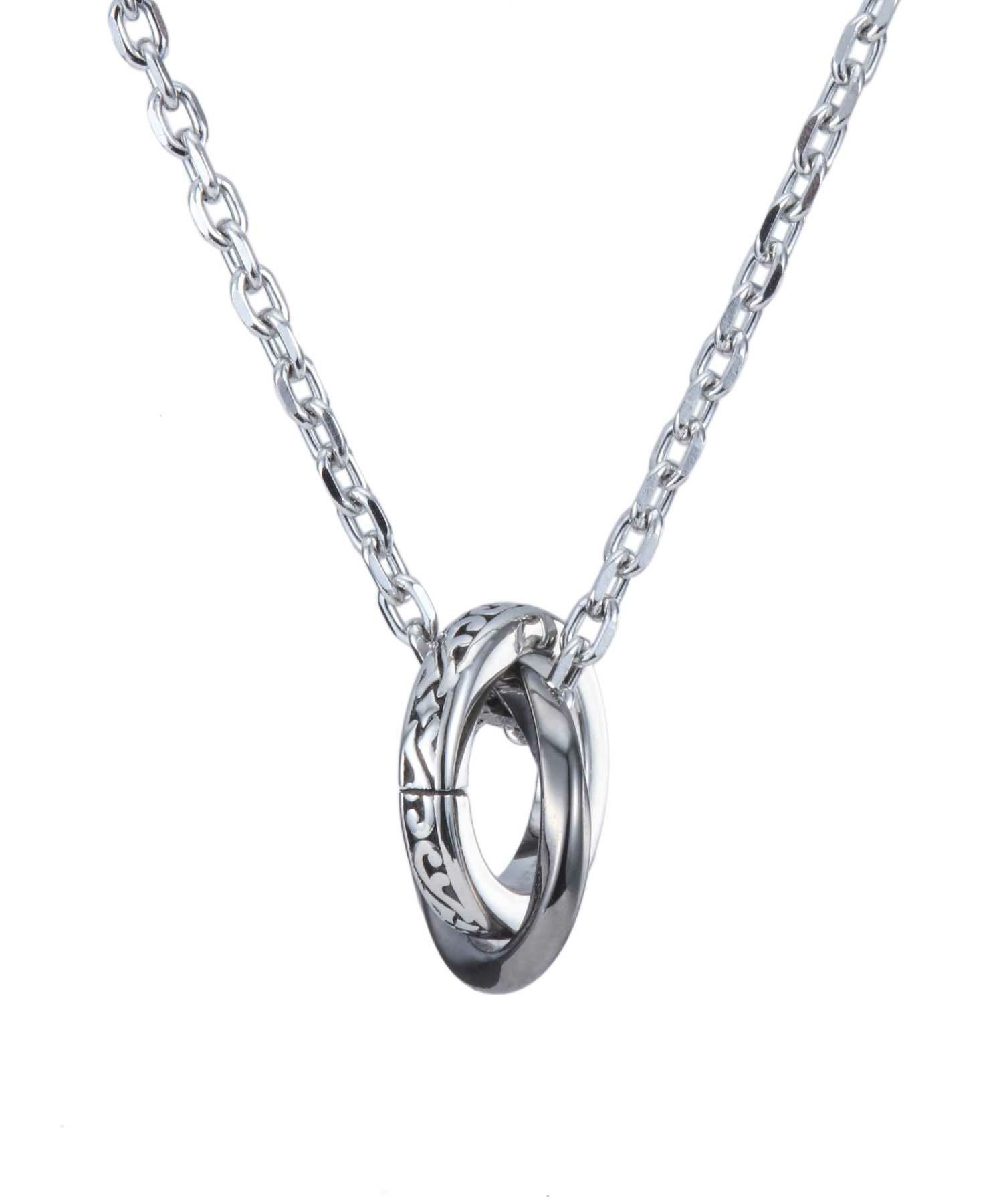 【限定展開】“LH-1”ラウンドタテガミダブルリングネックレス（シルバー×ライトブラック）/サージカルステンレス（金属アレルギー対応）