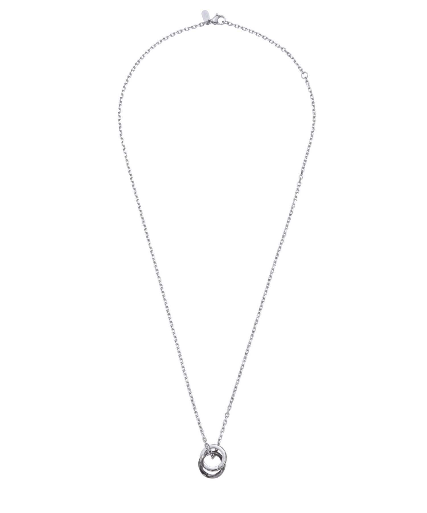 【限定展開】“LH-1”ラウンドタテガミダブルリングネックレス（シルバー×ライトブラック）/サージカルステンレス（金属アレルギー対応）