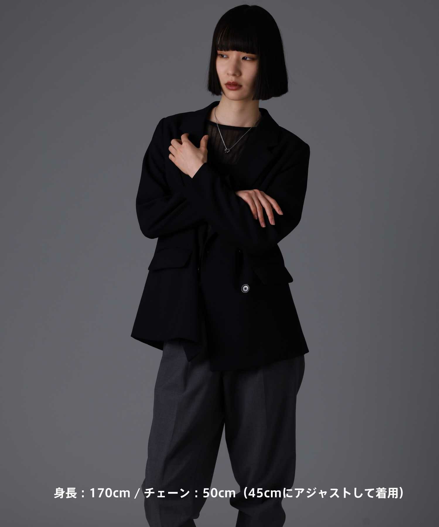 【限定展開】“LH-1”ラウンドタテガミダブルリングネックレス（シルバー×ライトブラック）/サージカルステンレス（金属アレルギー対応）