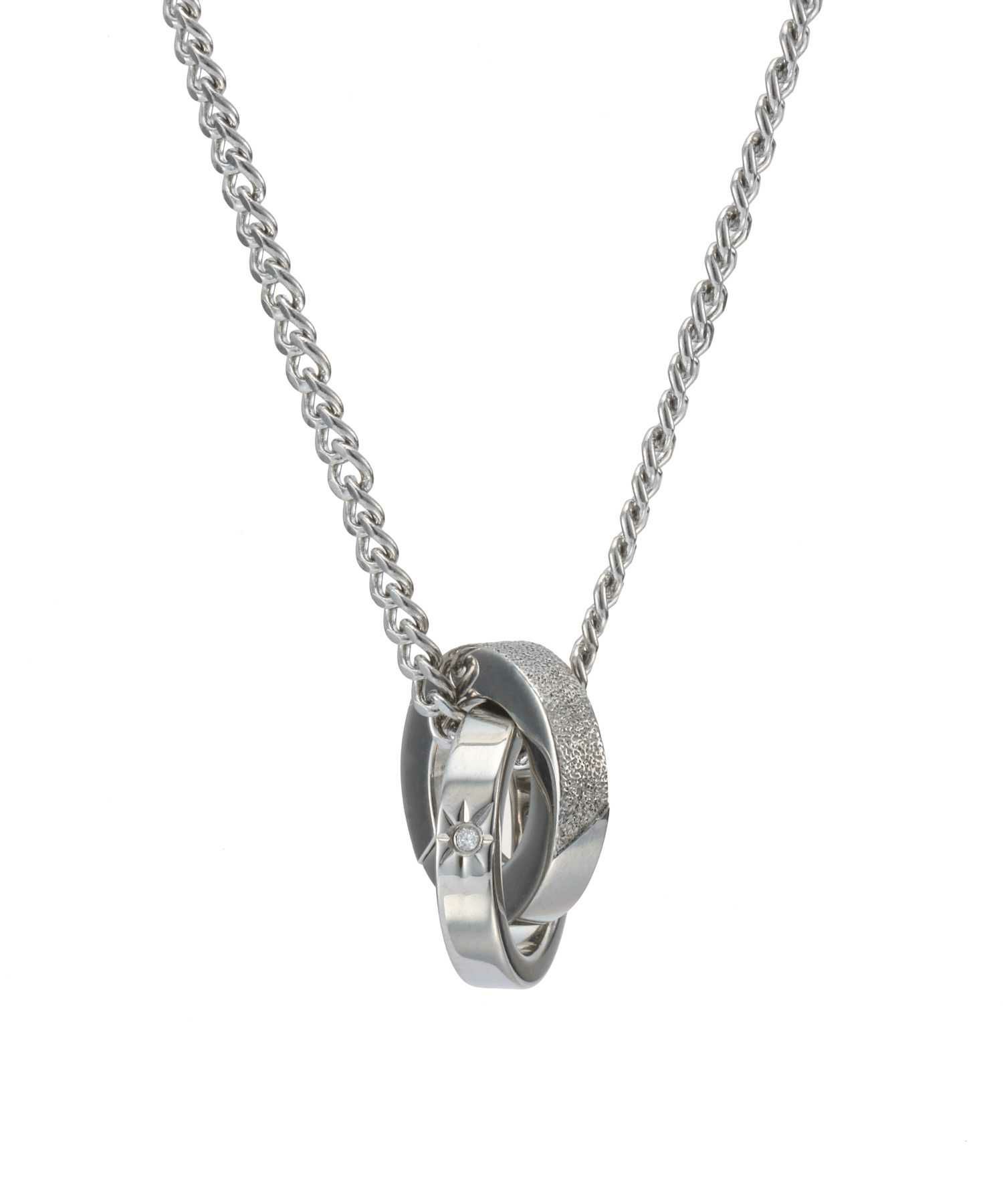 【ONLINE STORE 限定】“SAND”ダブルリングネックレス（ダイヤモンドplus）/サージカルステンレス（金属アレルギー対応）